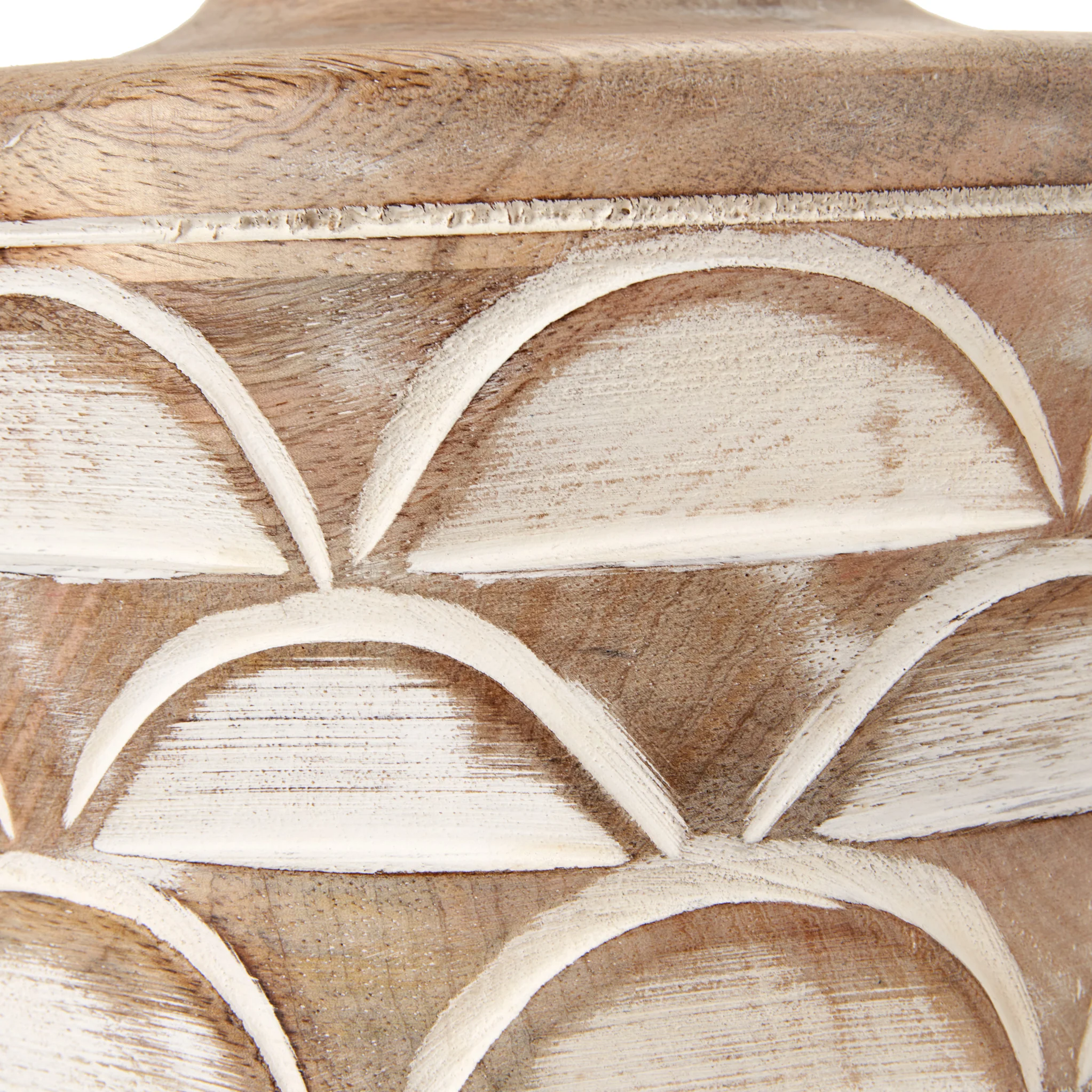Kingsbury White Wash Large Carved Wood Table Lamp - Image 4