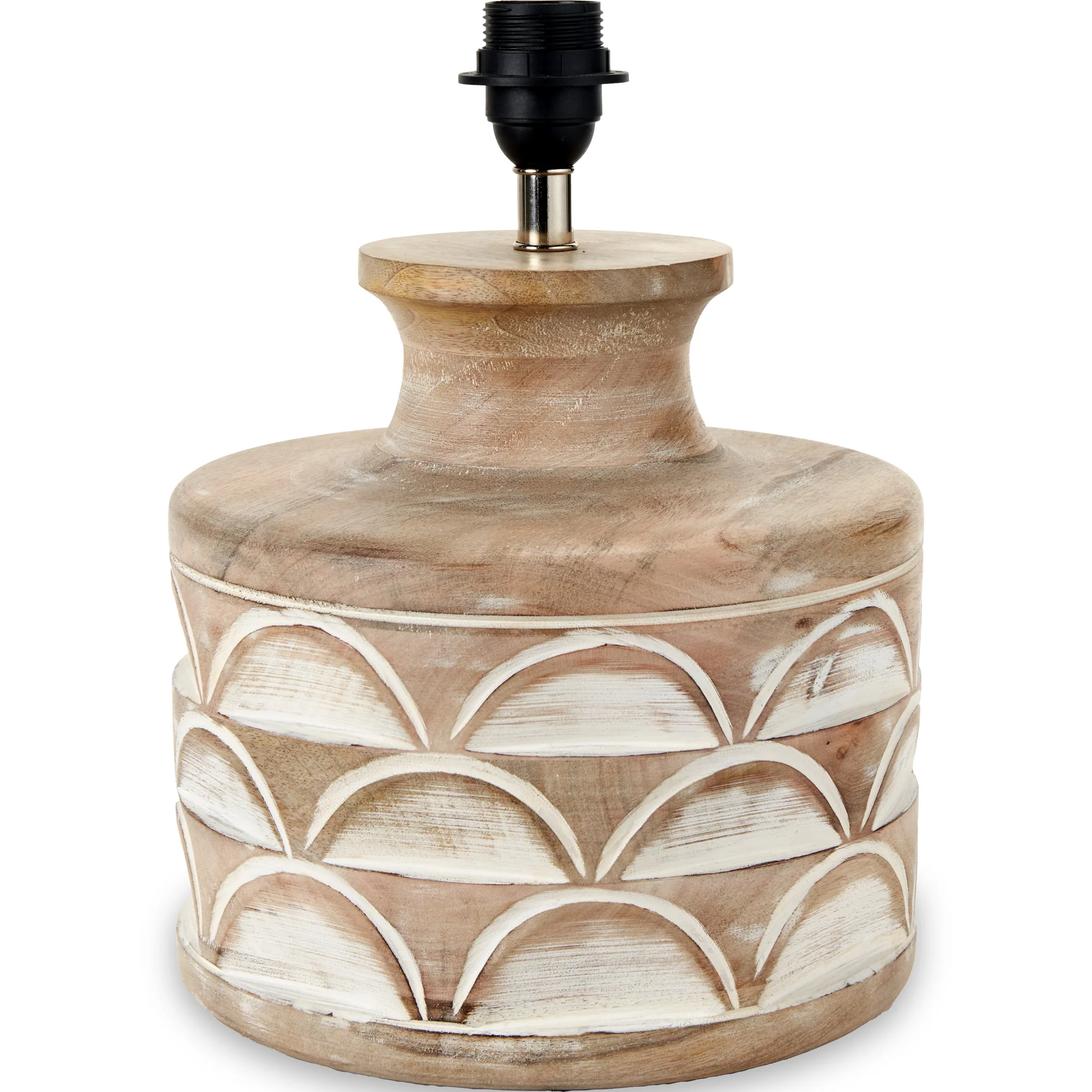 Kingsbury White Wash Large Carved Wood Table Lamp - Image 6