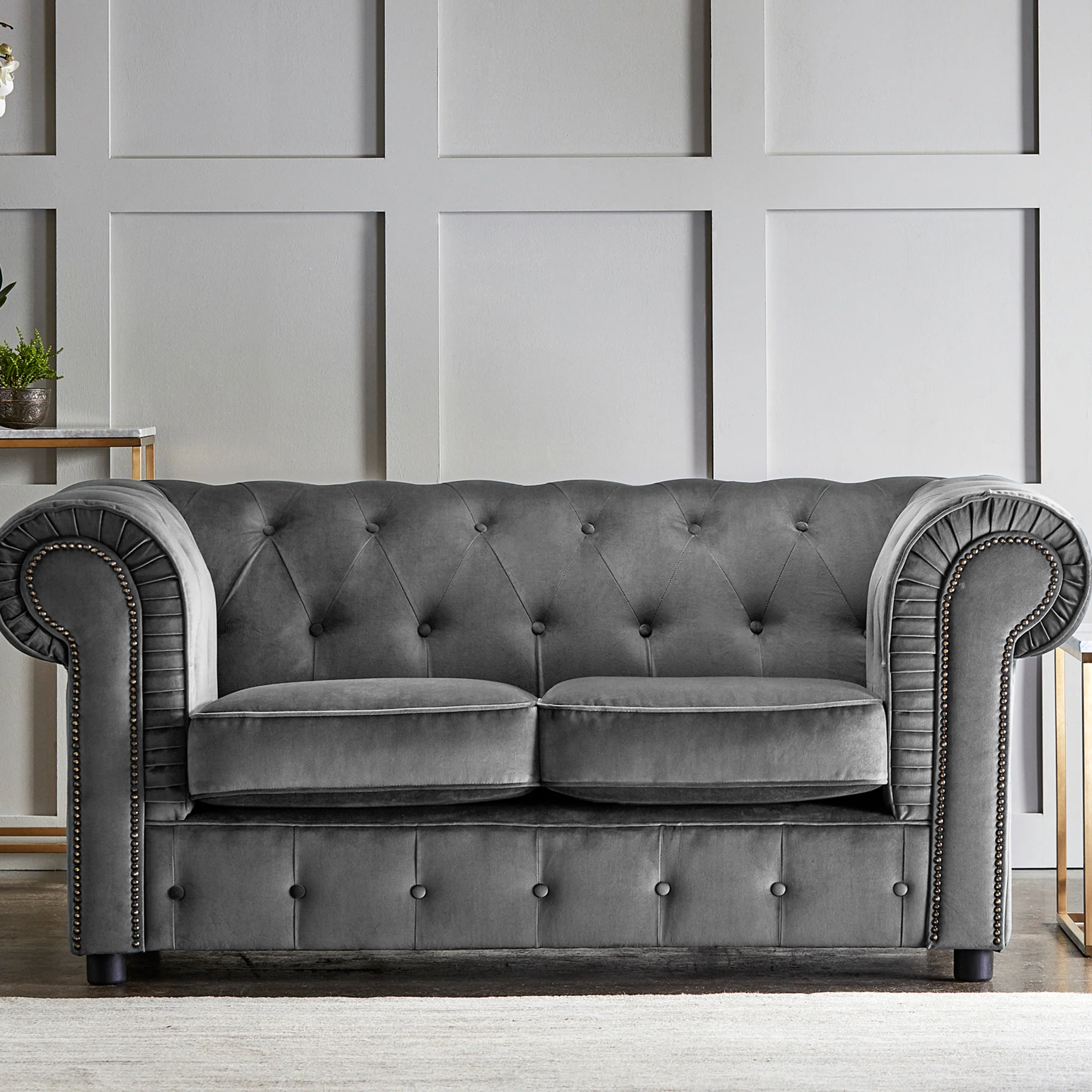 Kingswell Velvet 2 Seater Sofa - Image 2