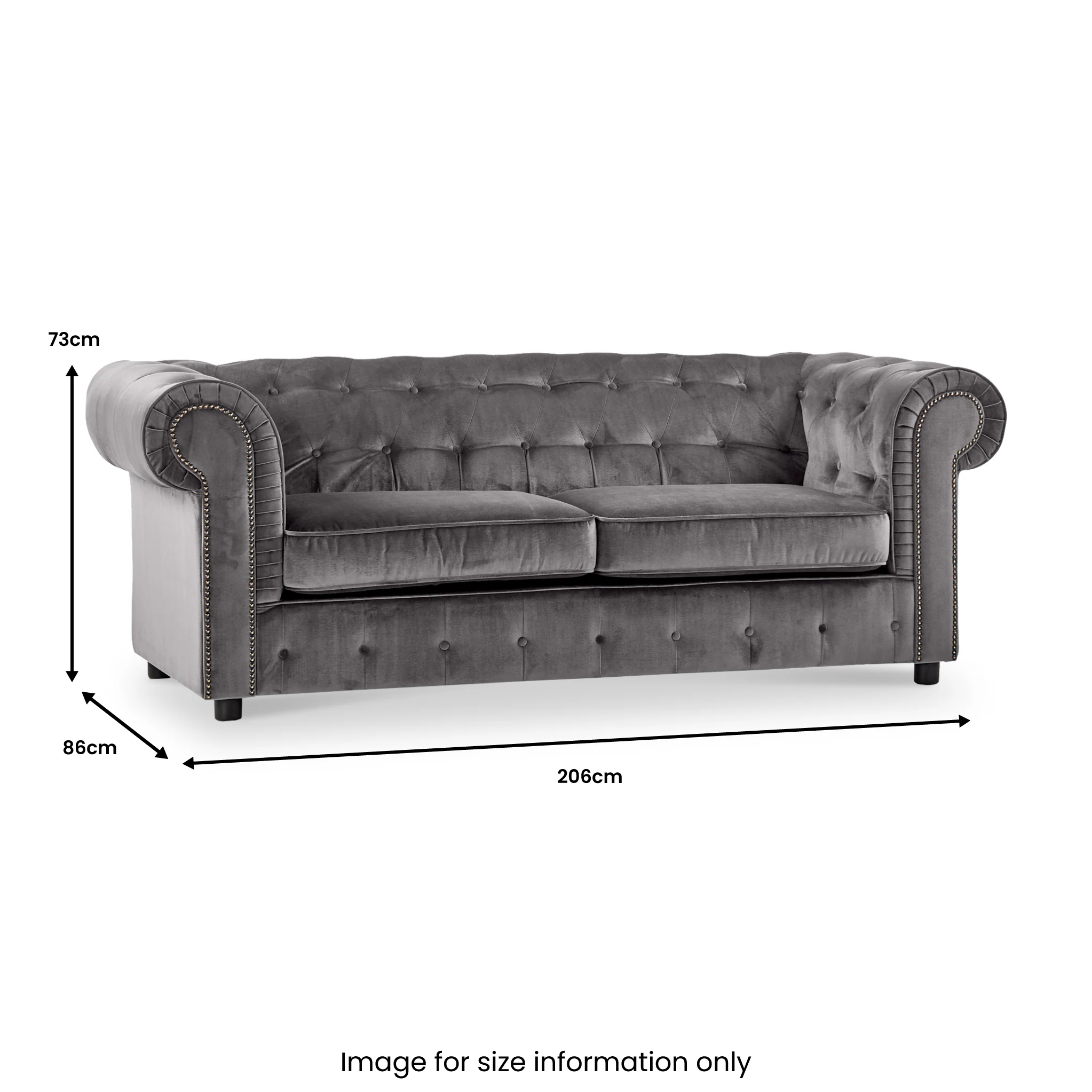 Kingswell Velvet 3 Seater Sofa - Image 38