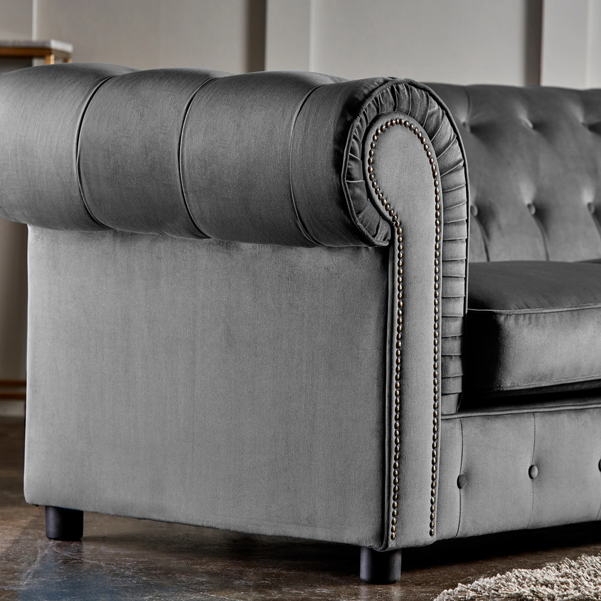 Kingswell Velvet 3 Seater Sofa - Image 5