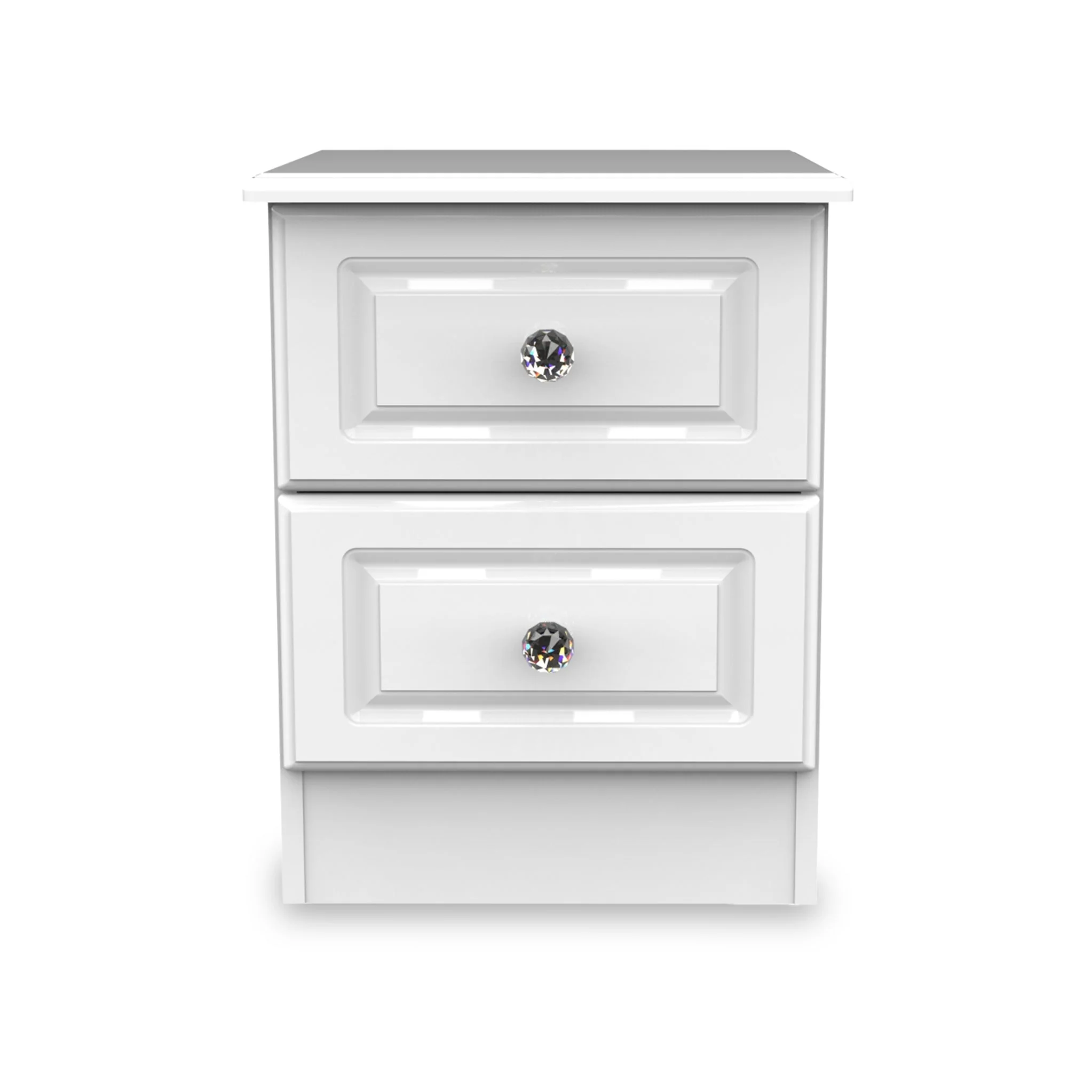 Kinsley White Gloss 2 Drawer Bedside Cabinet - Image 2