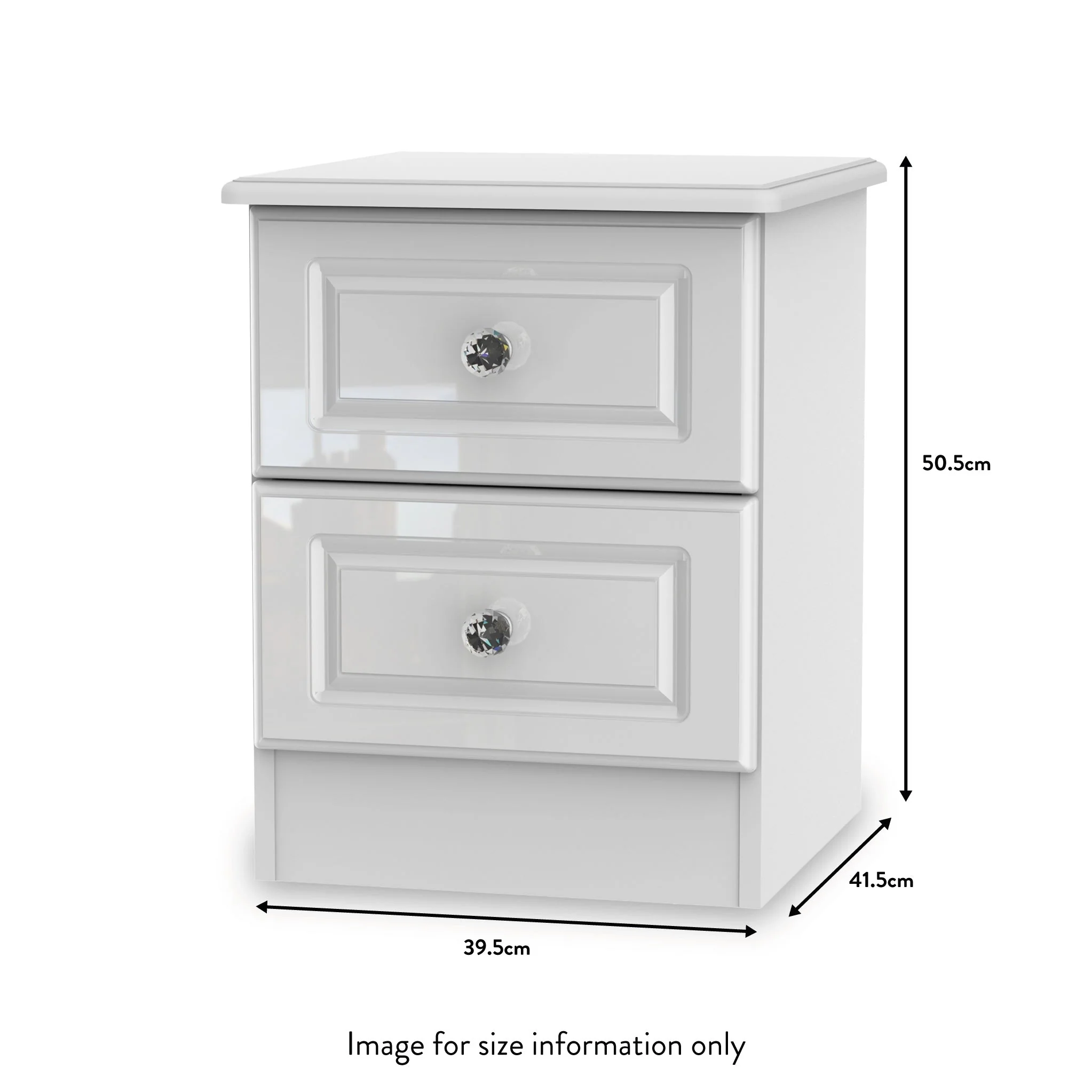 Kinsley White Gloss 2 Drawer Bedside Cabinet - Image 6