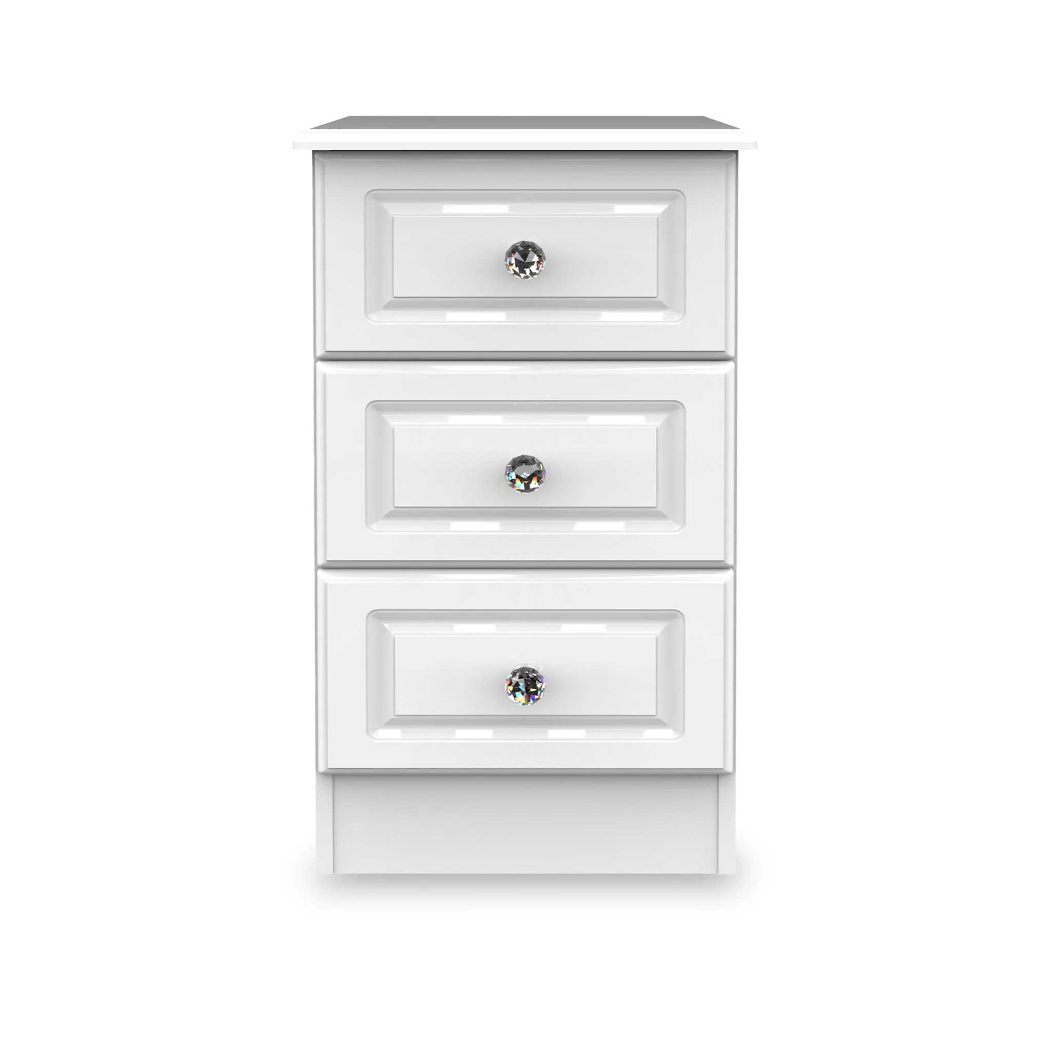 Kinsley White Gloss 3 Drawer Bedside Cabinet - Image 3