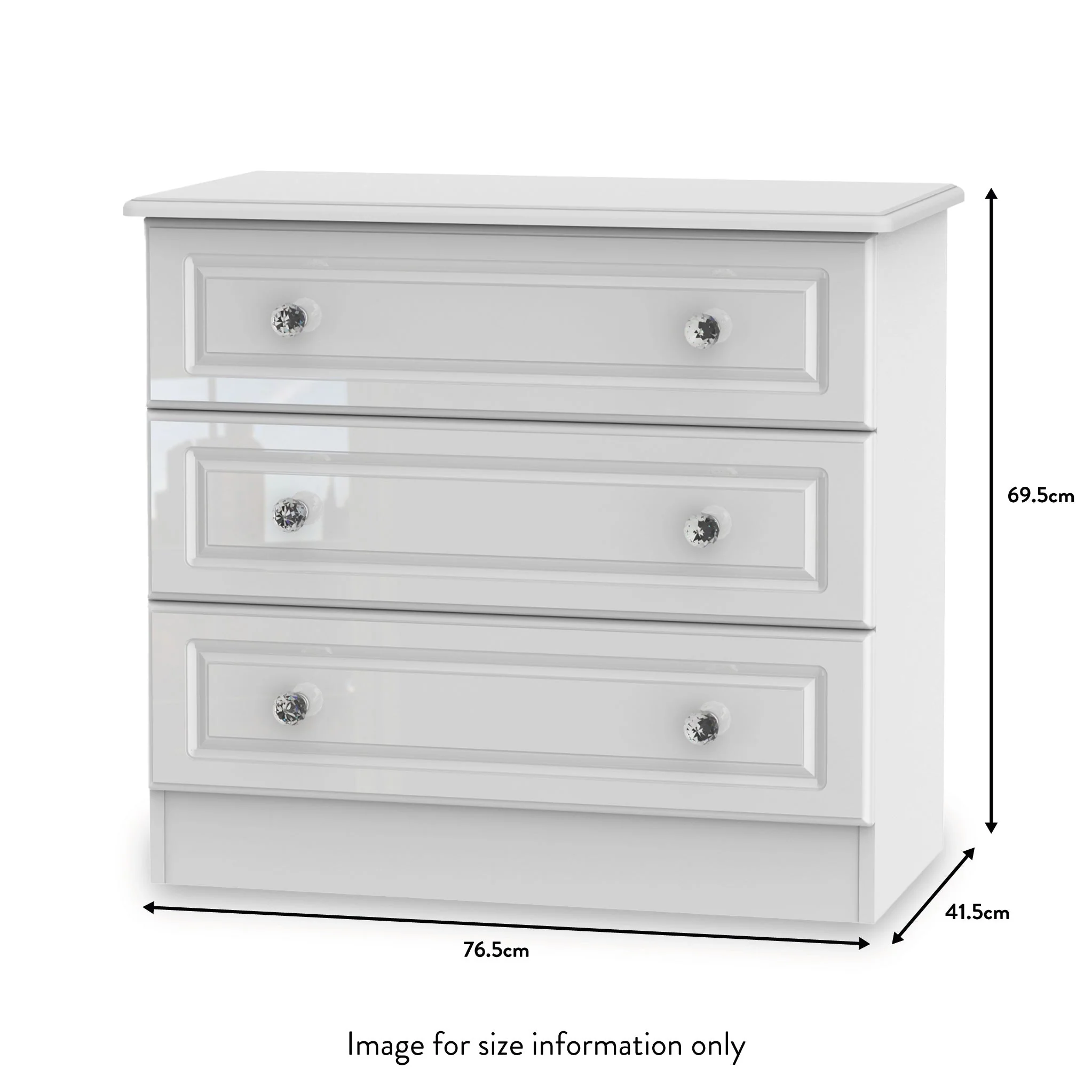 Kinsley White Gloss 3 Drawer Chest - Image 7