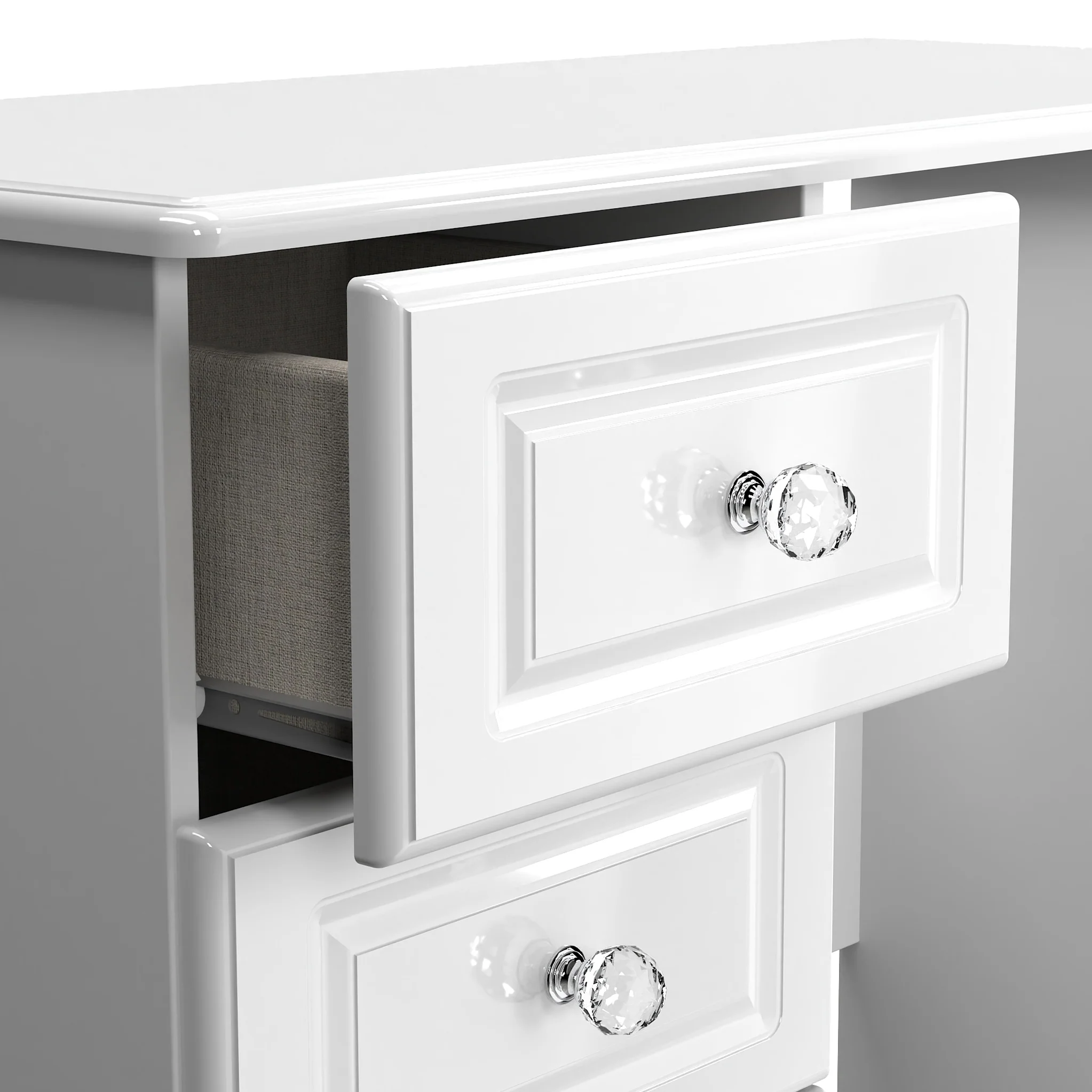 Kinsley White Gloss 3 Drawer Dressing Table - Image 10