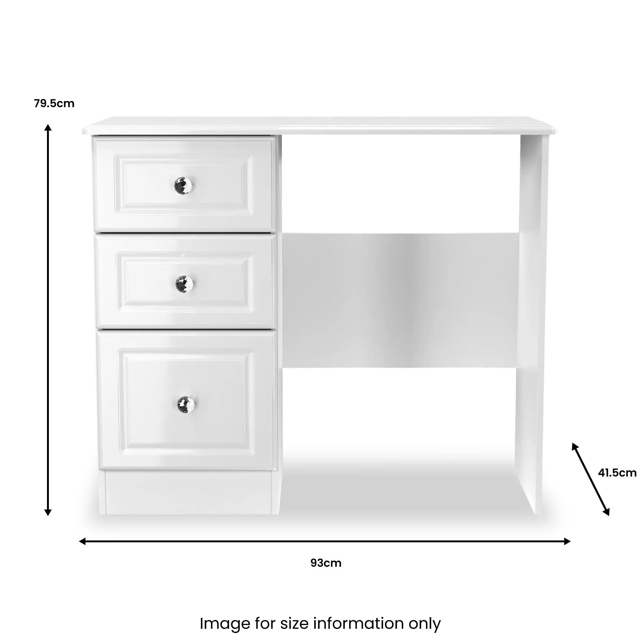 Kinsley White Gloss 3 Drawer Dressing Table - Image 11