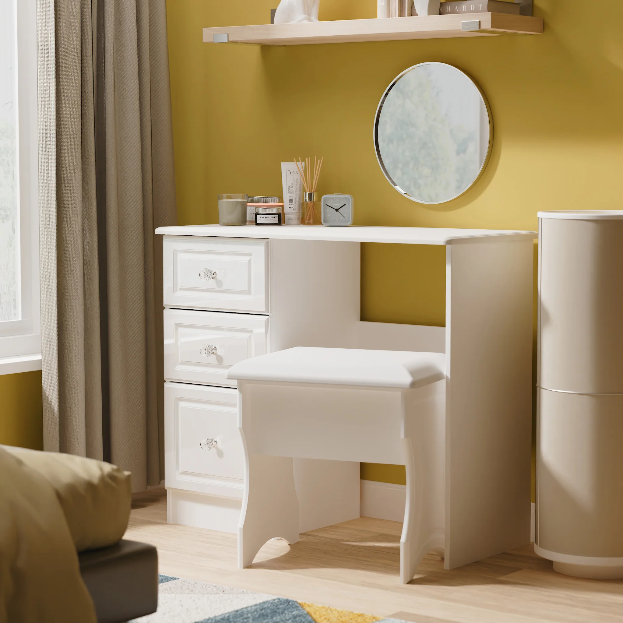 Kinsley White Gloss 3 Drawer Dressing Table - Image 2