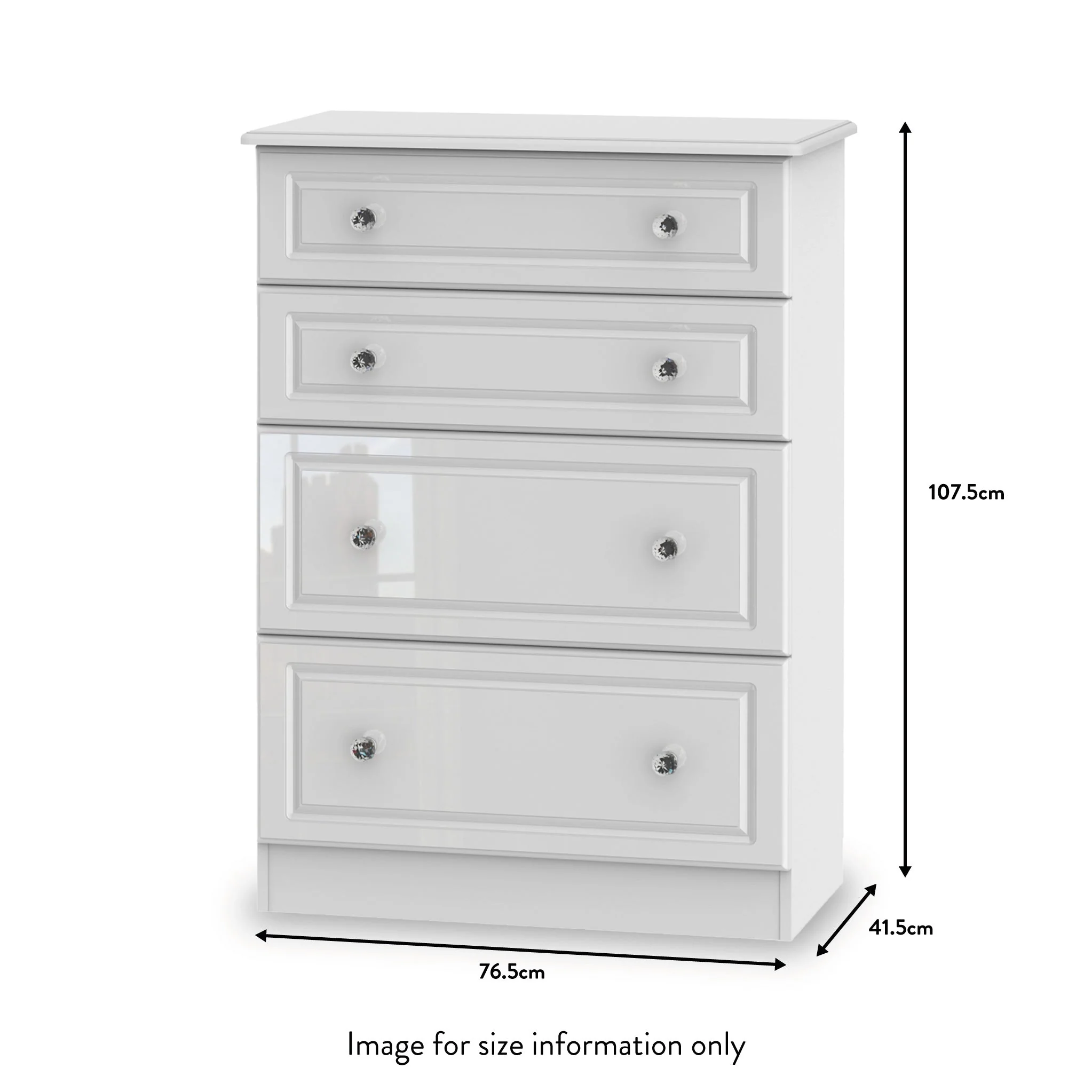 Kinsley White Gloss 4 Drawer Deep Chest - Image 8