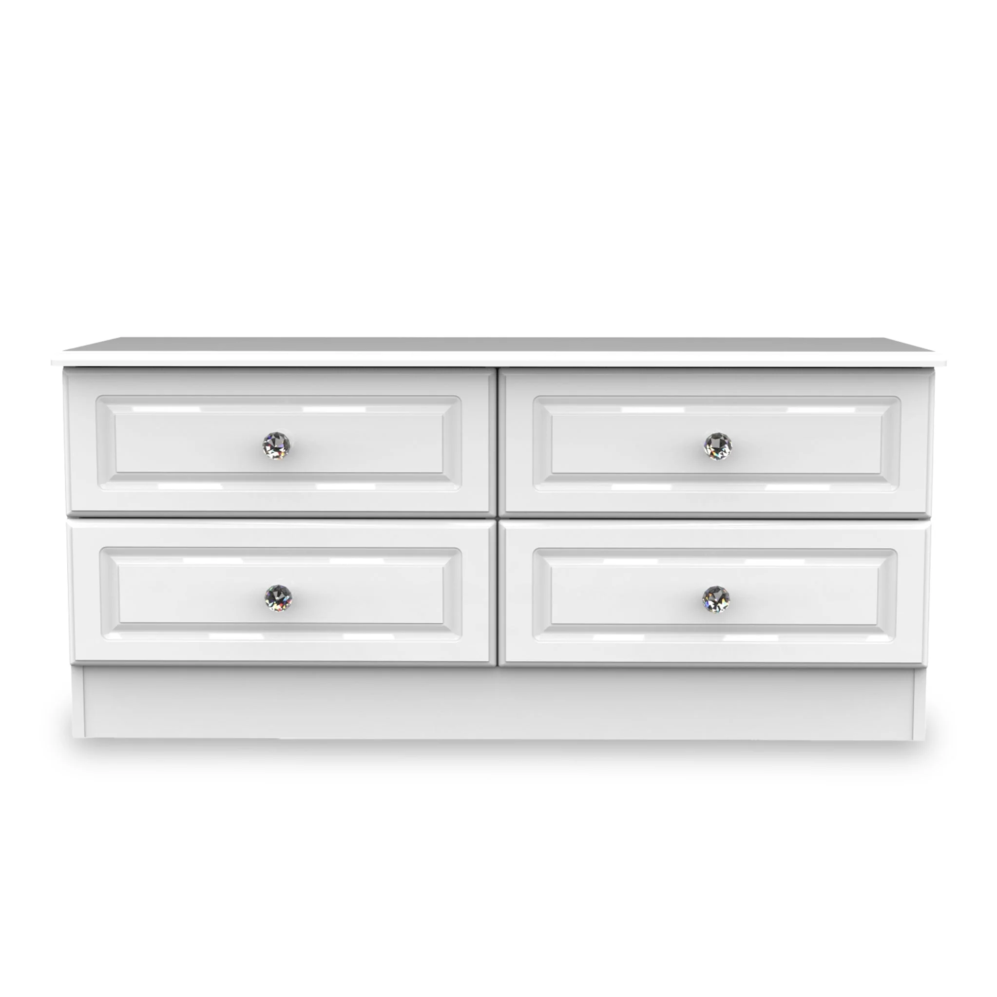 Kinsley White Gloss 4 Drawer Low Storage Unit - Image 4