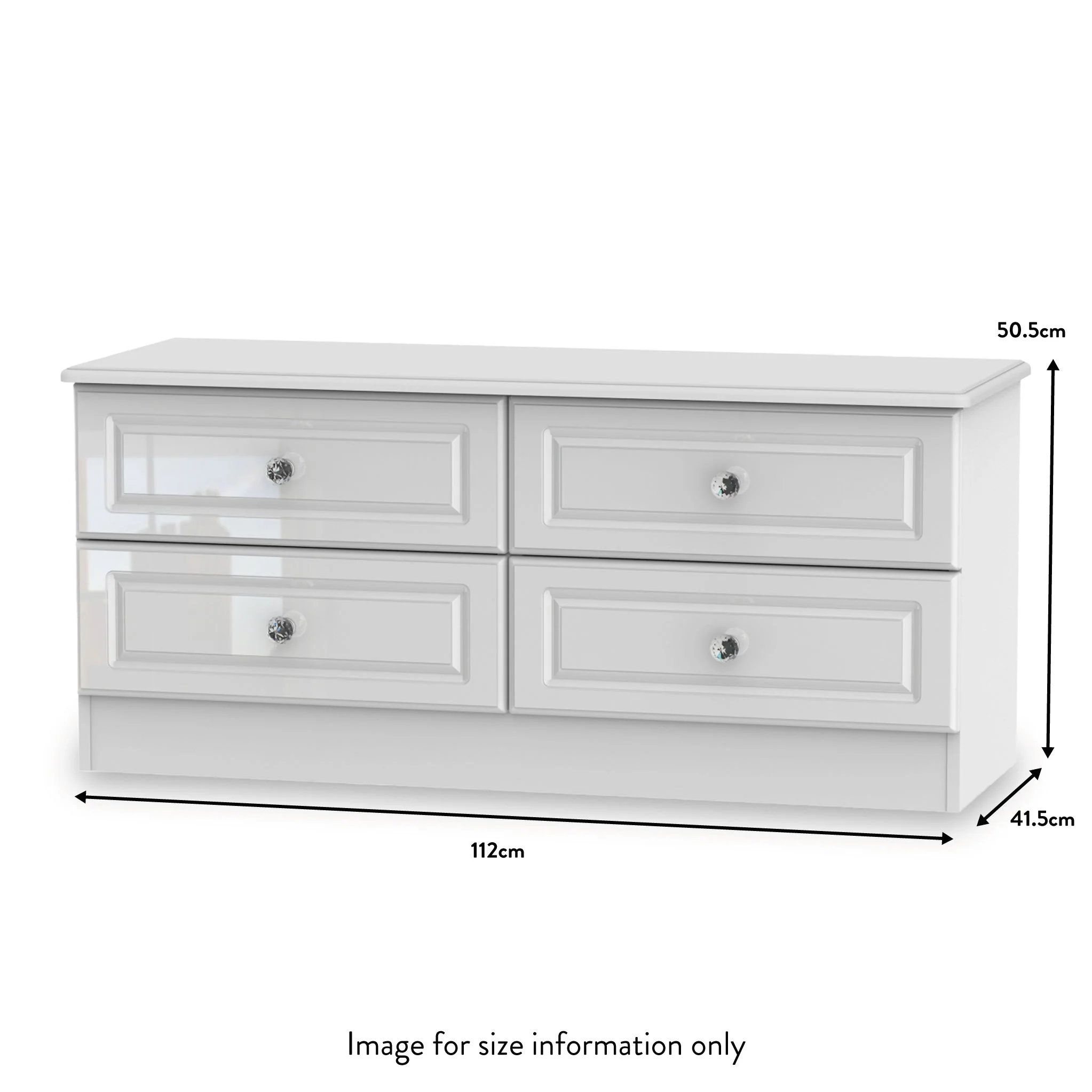 Kinsley White Gloss 4 Drawer Low Storage Unit - Image 8