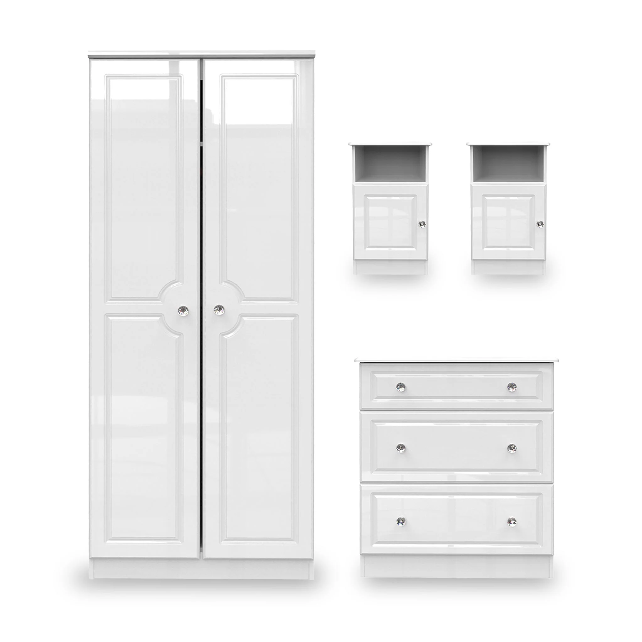 Kinsley White Gloss 4 Piece Bedroom Set - Image 3
