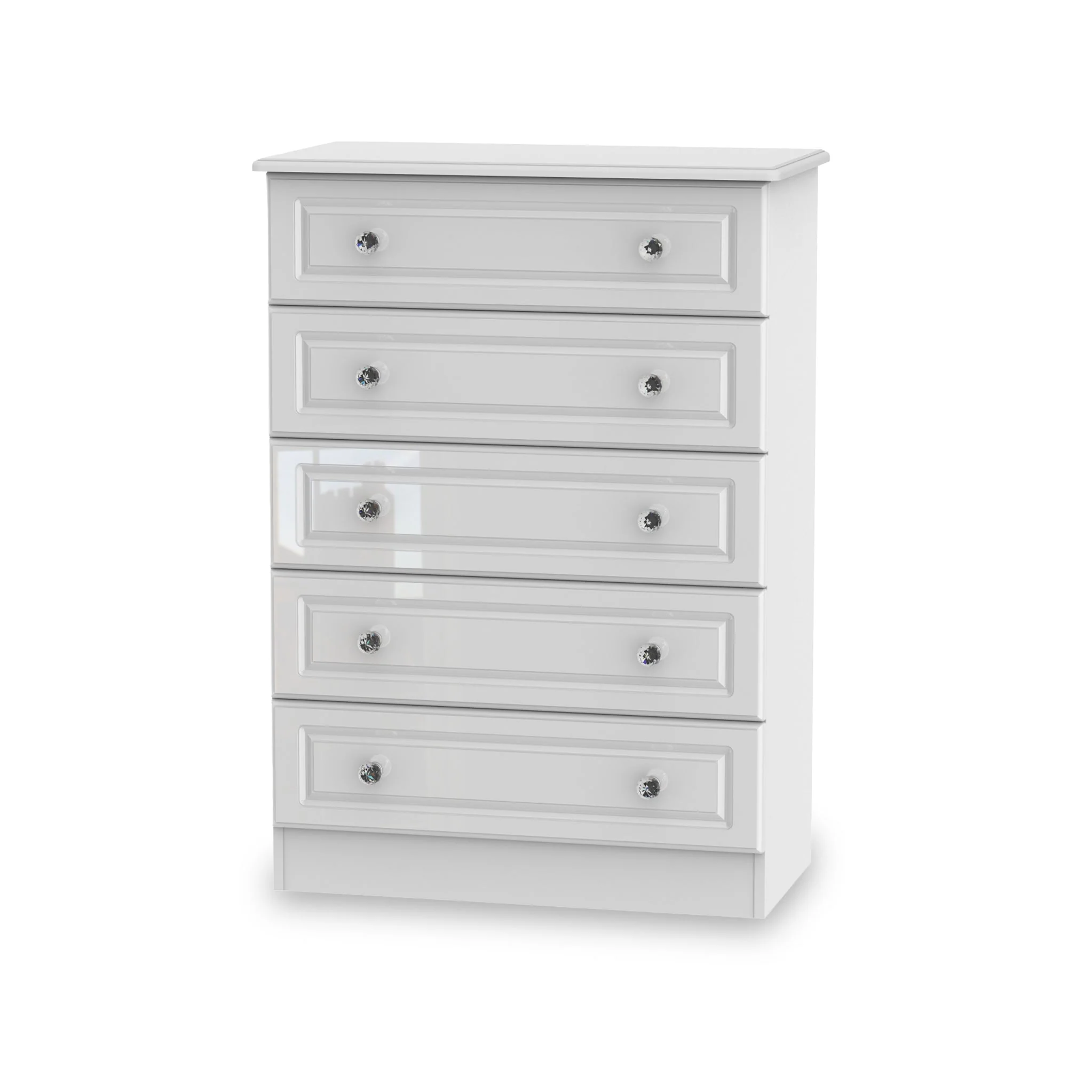 Kinsley White Gloss 5 Drawer Chest - Image 2