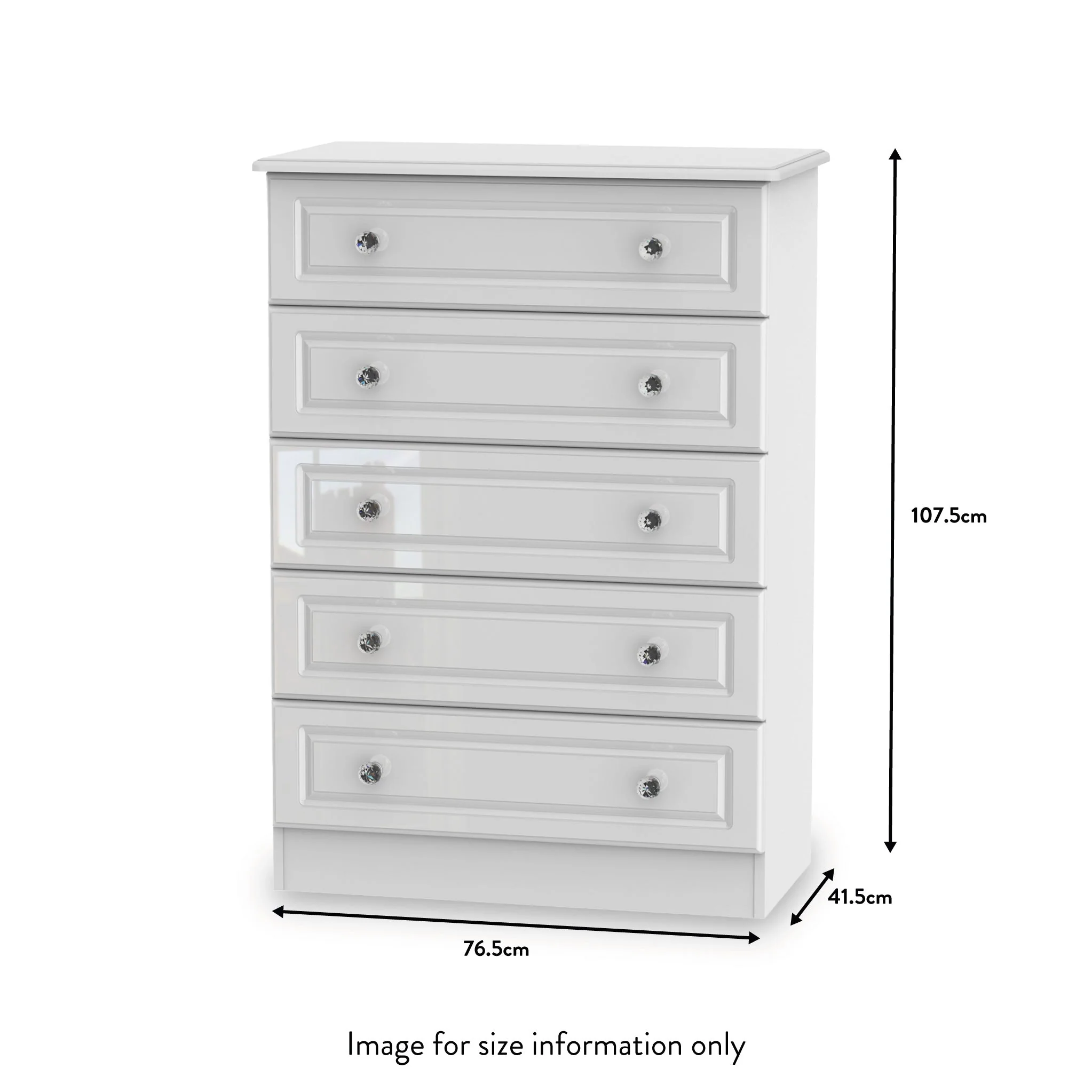 Kinsley White Gloss 5 Drawer Chest - Image 7
