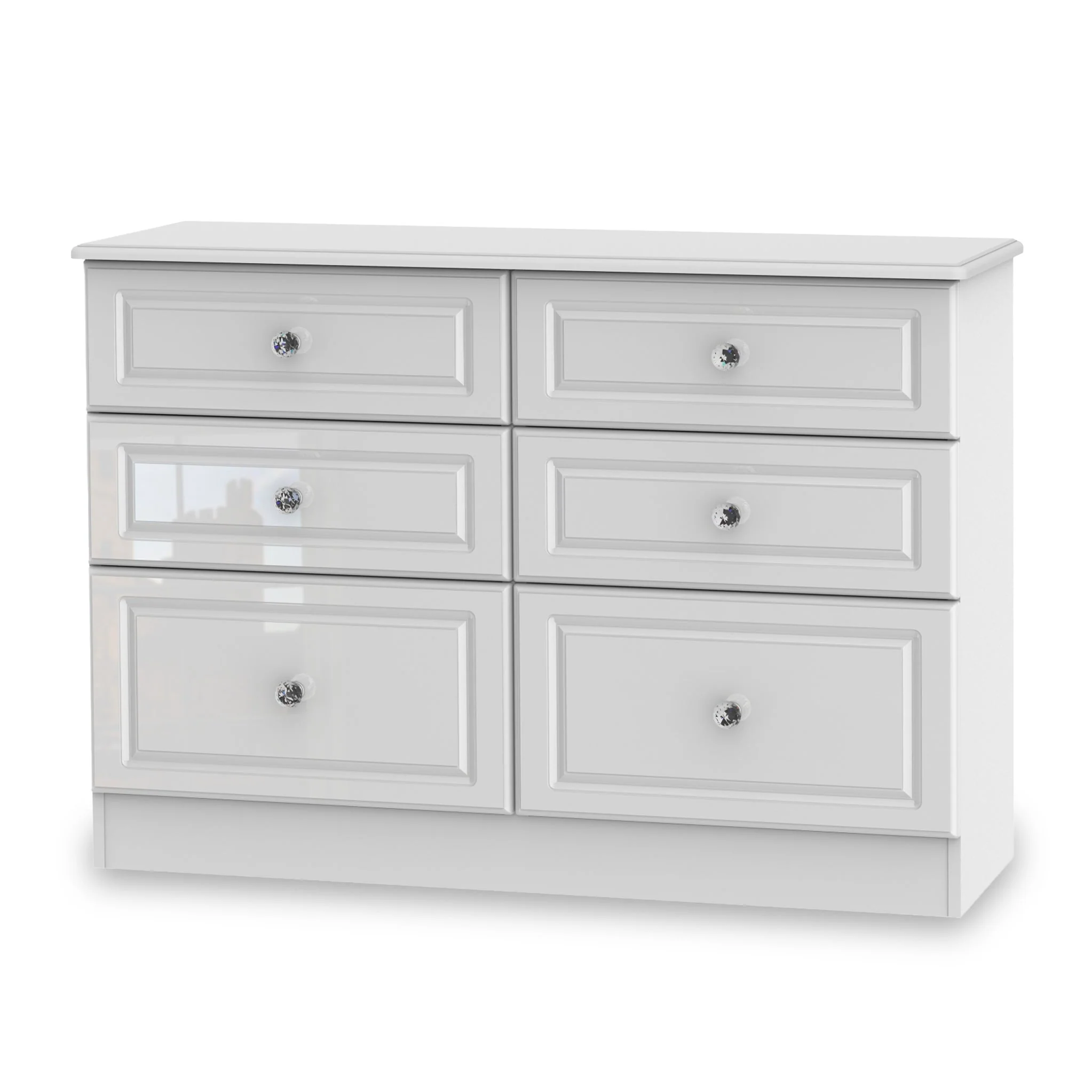 Kinsley White Gloss 6 Drawer Wide Chest - Image 2