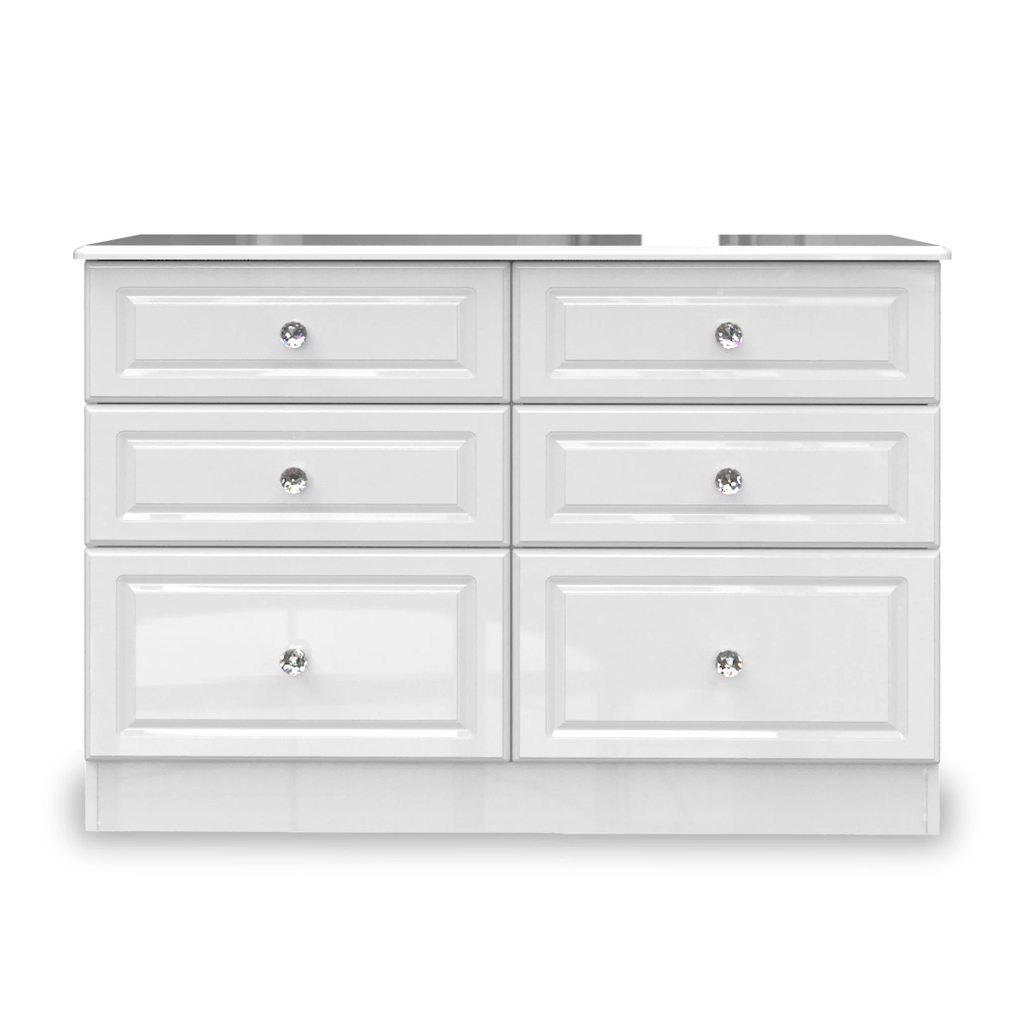 Kinsley White Gloss 6 Drawer Wide Chest - Image 4