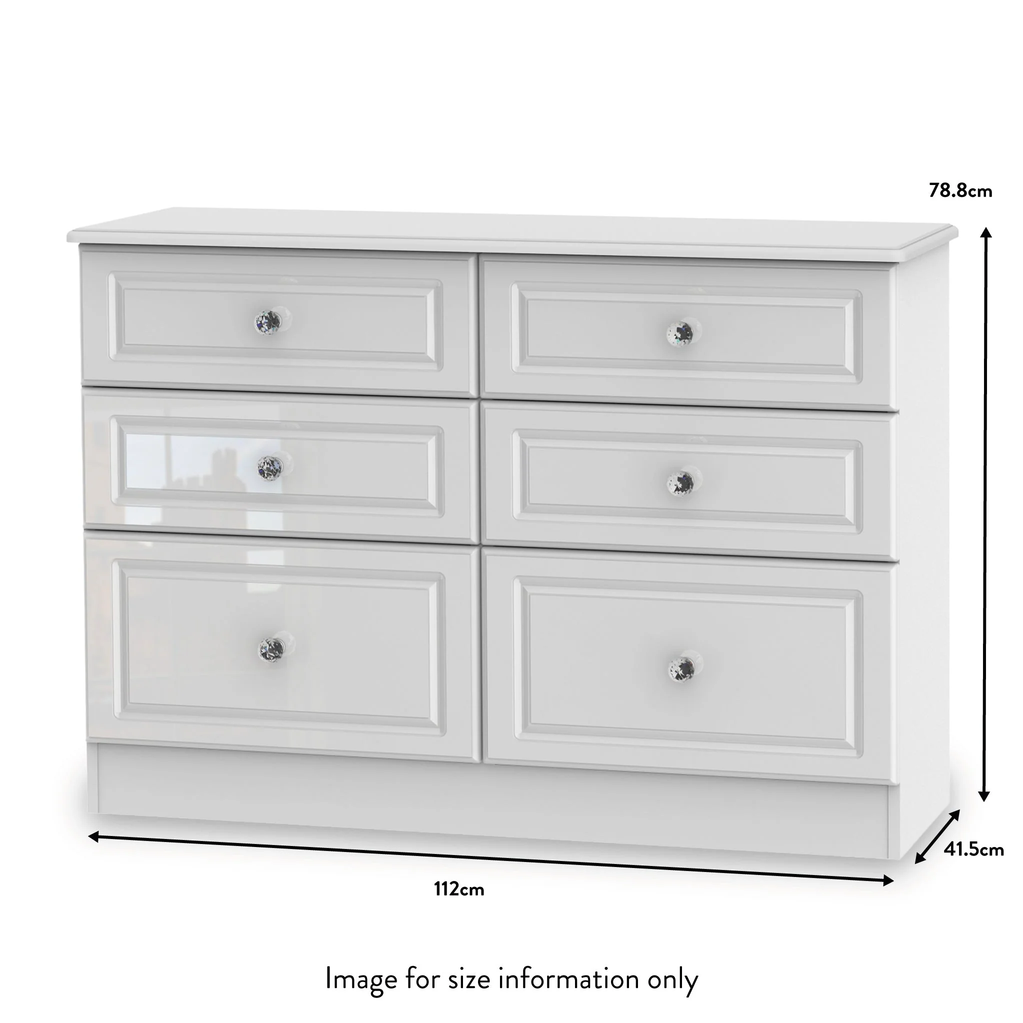 Kinsley White Gloss 6 Drawer Wide Chest - Image 8