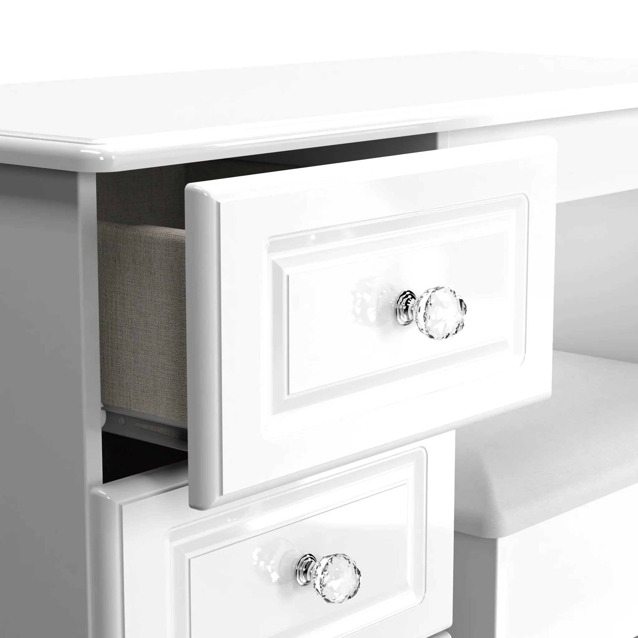Kinsley White Gloss Dressing Table with Stool - Image 10