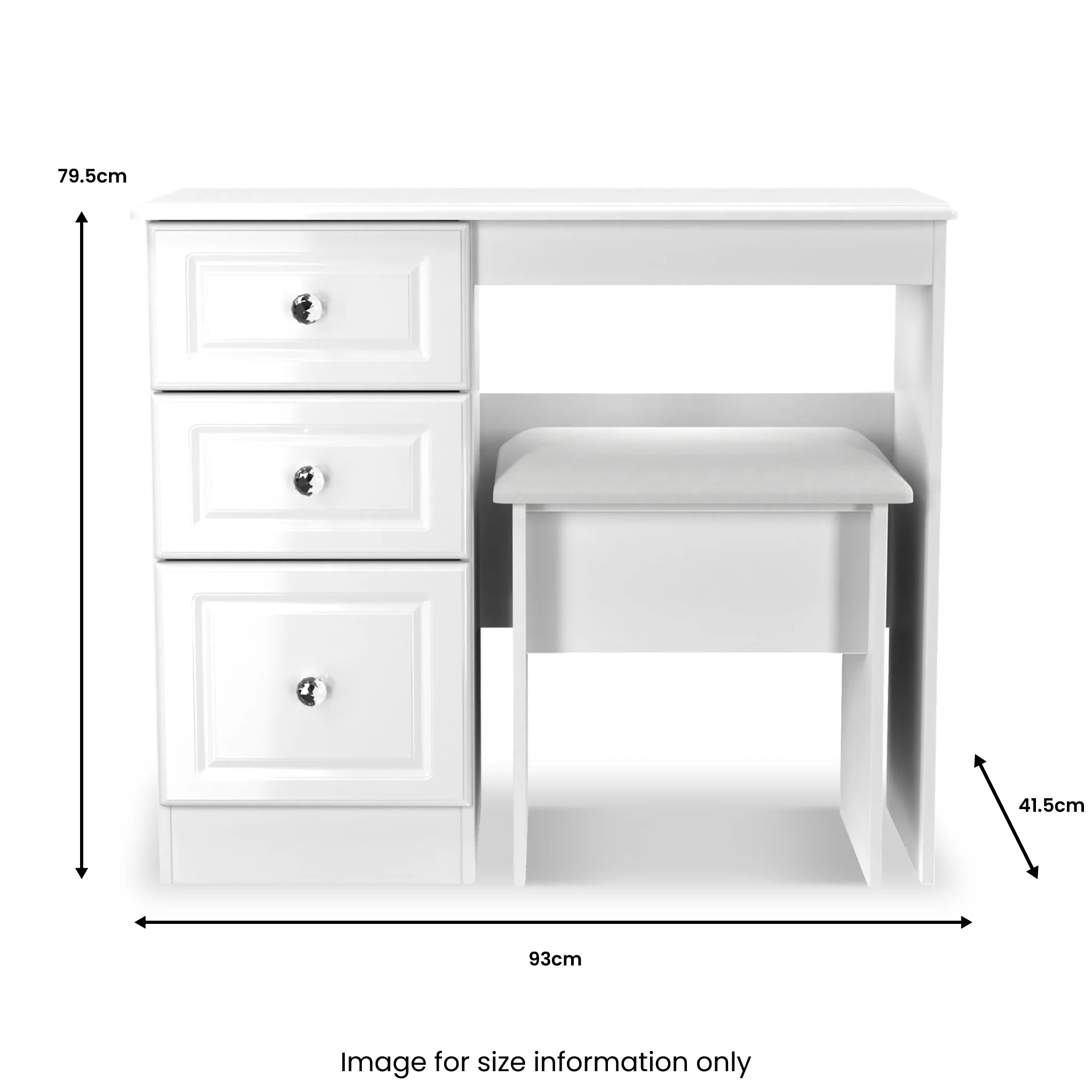 Kinsley White Gloss Dressing Table with Stool - Image 12