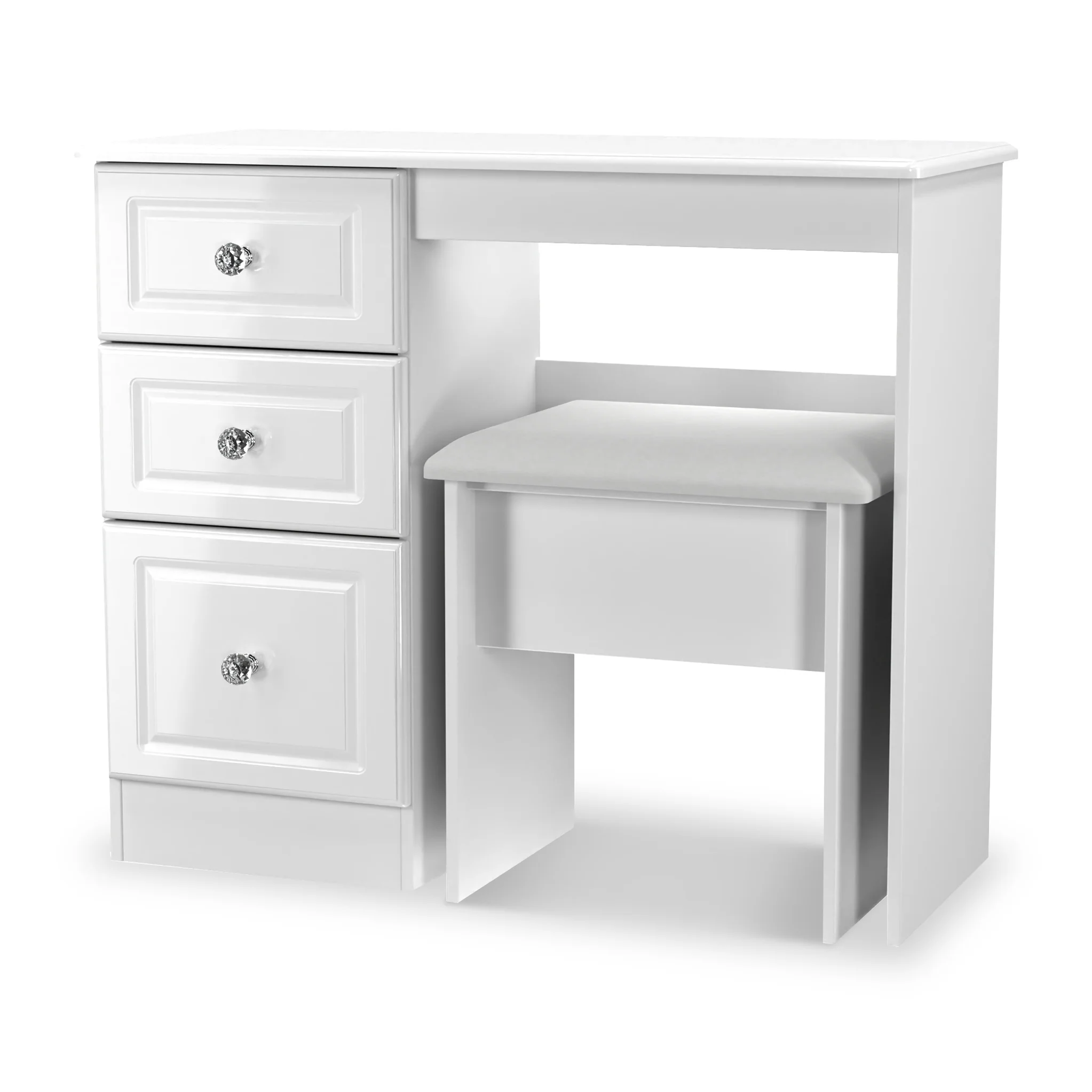 Kinsley White Gloss Dressing Table with Stool - Image 4