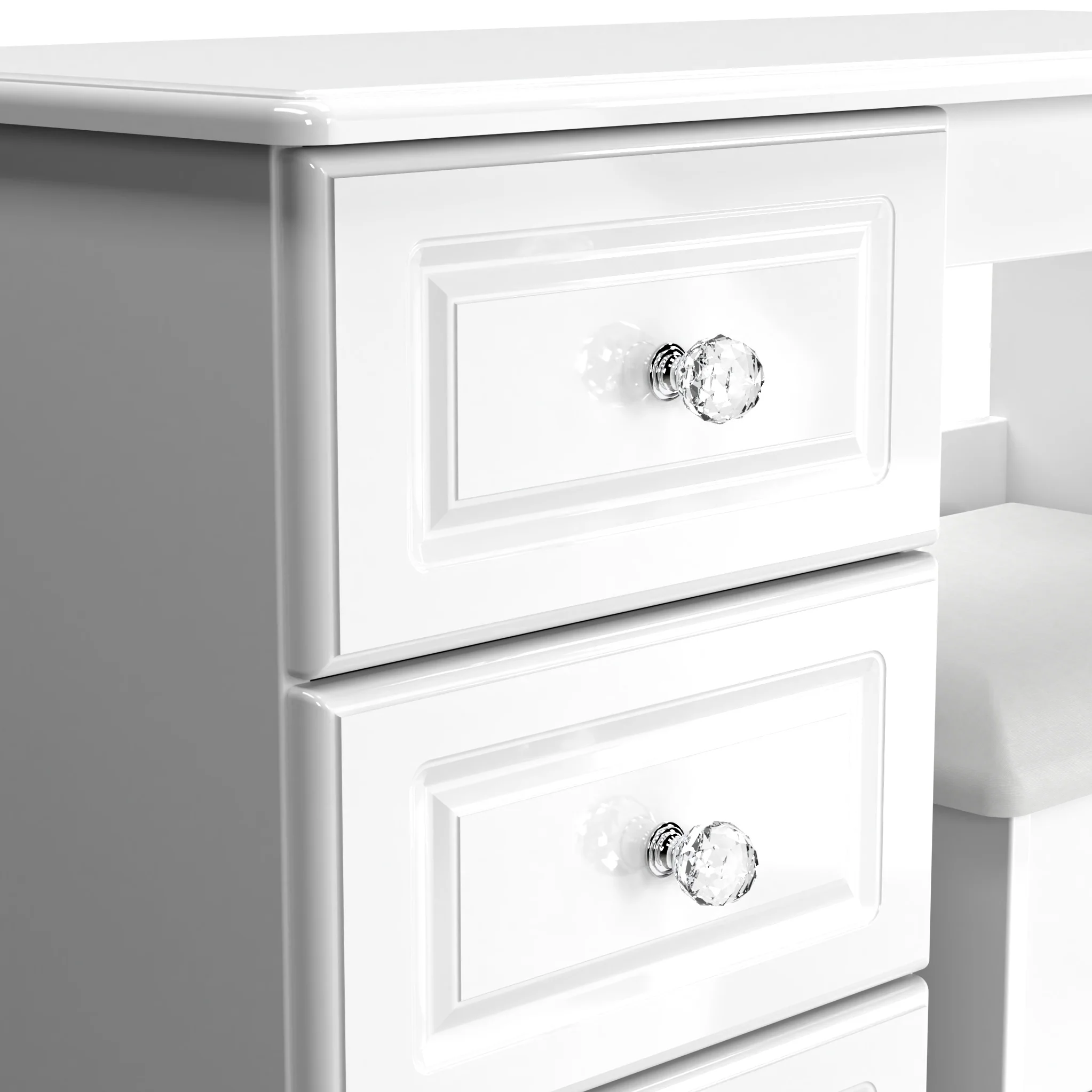 Kinsley White Gloss Dressing Table with Stool - Image 9