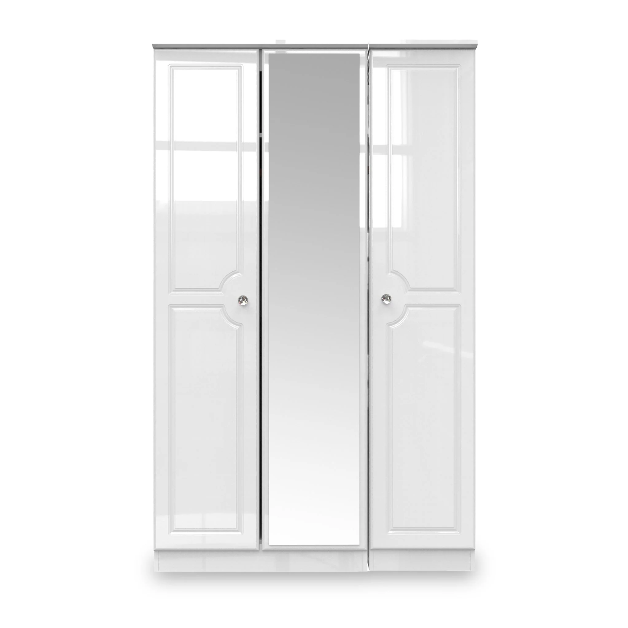 Kinsley White Gloss Triple Wardrobe with Mirror - Image 3