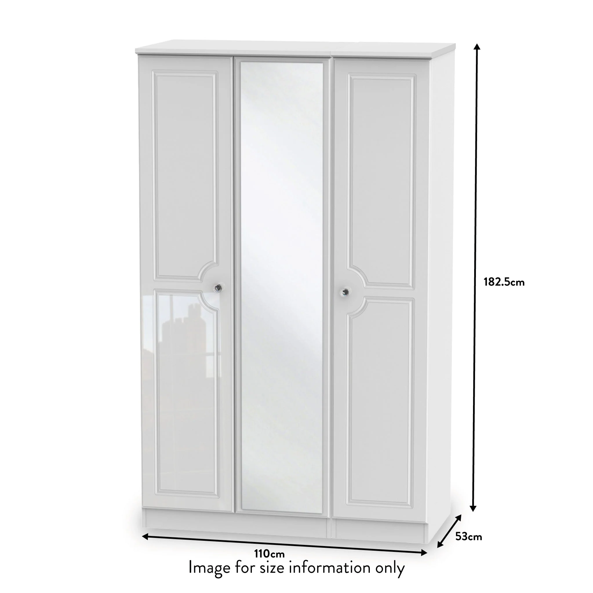 Kinsley White Gloss Triple Wardrobe with Mirror - Image 5