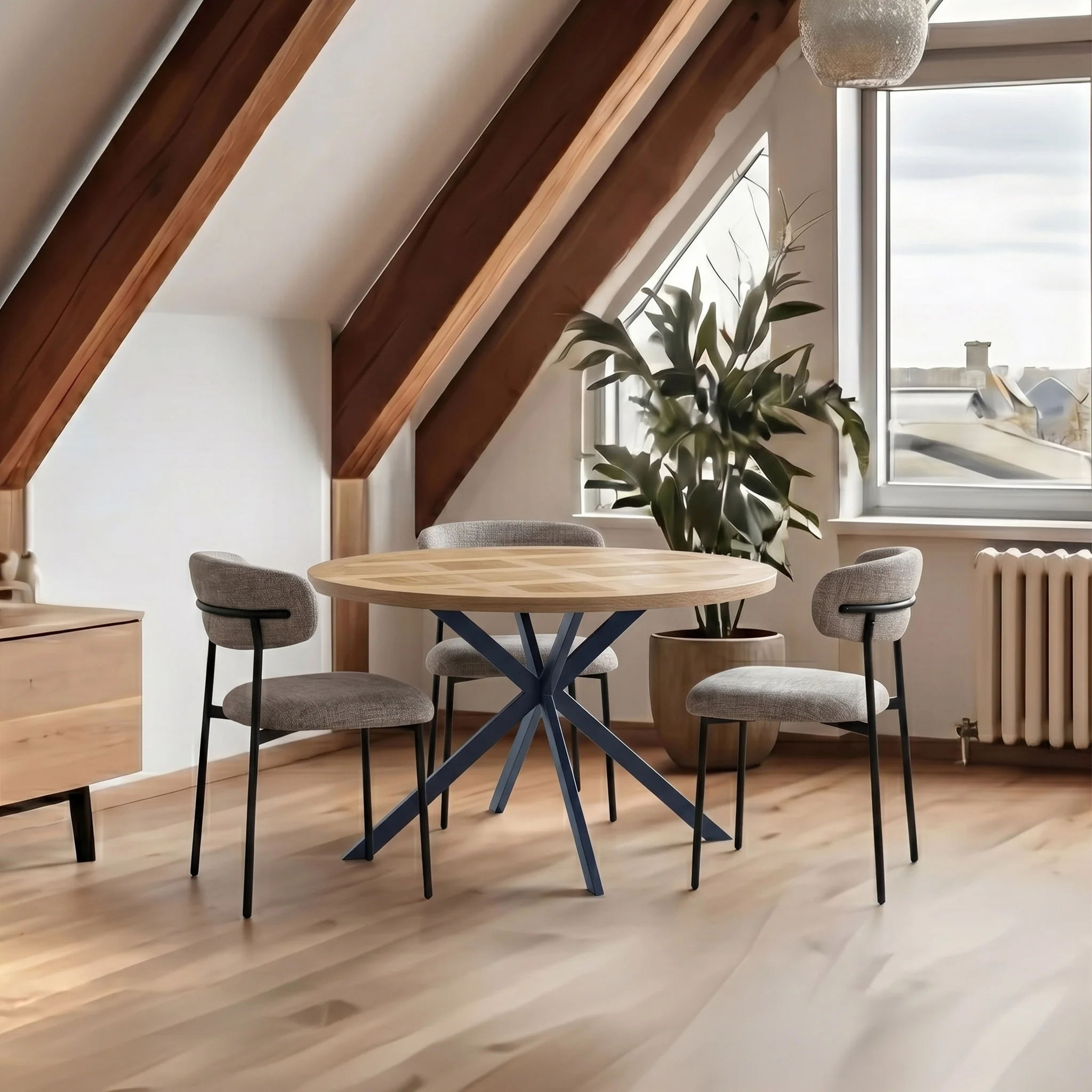 Klara Oak Parquet 120cm Round Dining Table - Image 2