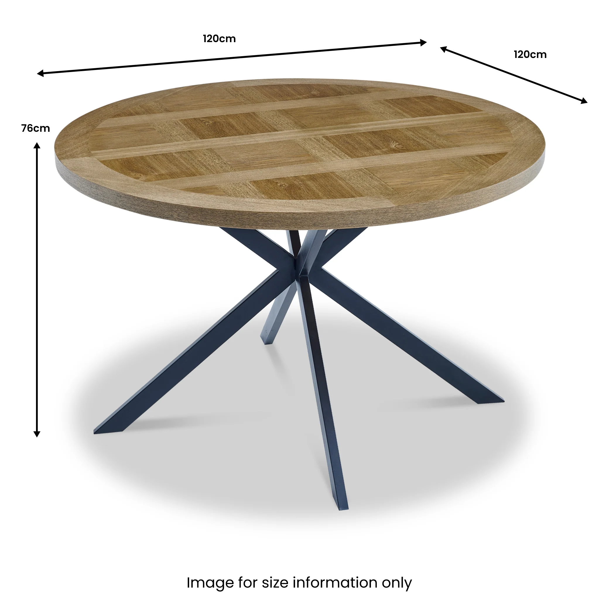 Klara Oak Parquet 120cm Round Dining Table - Image 7
