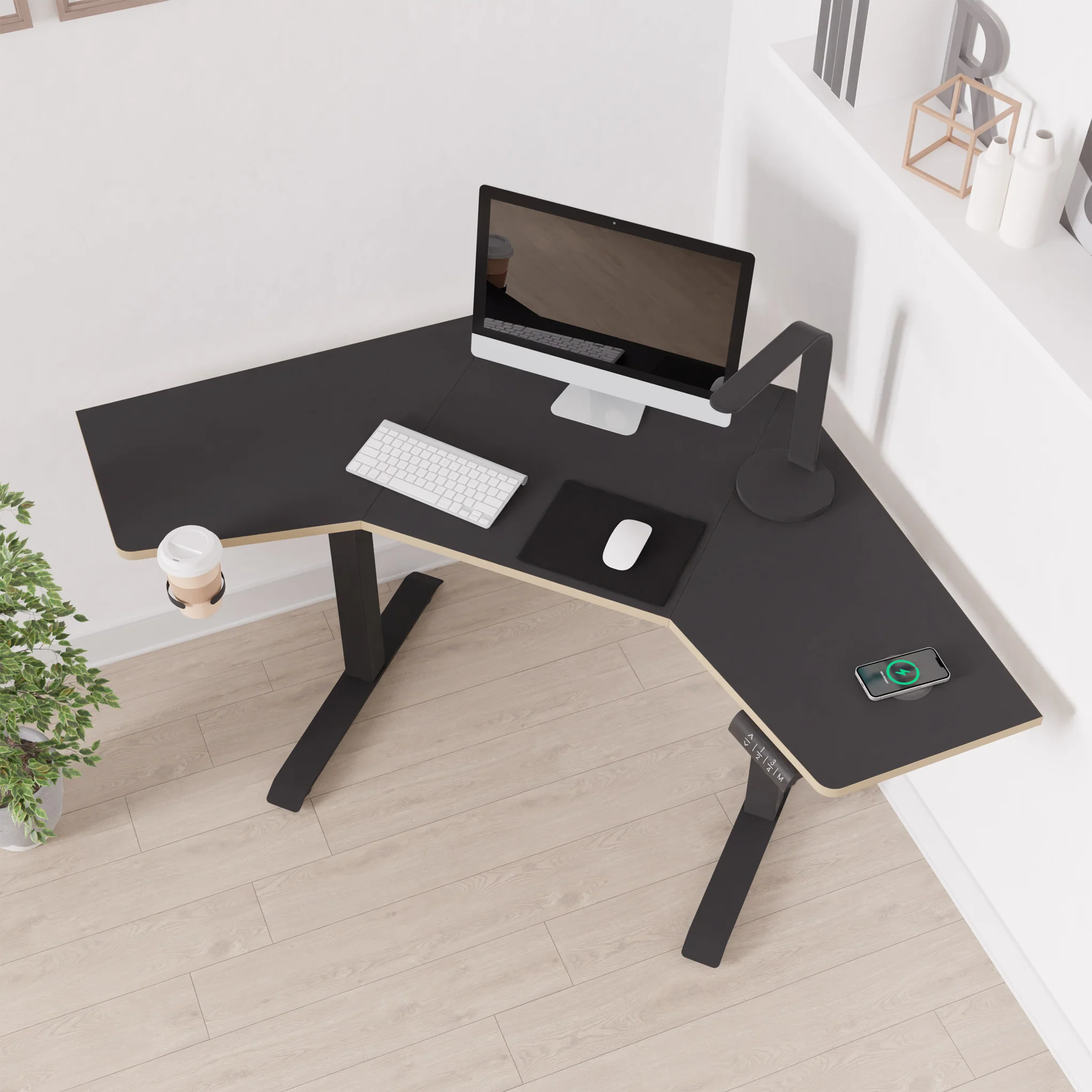 Koble Gino Smart Electric Height Adjustable Corner Desk with Storage Drawer - Image 2