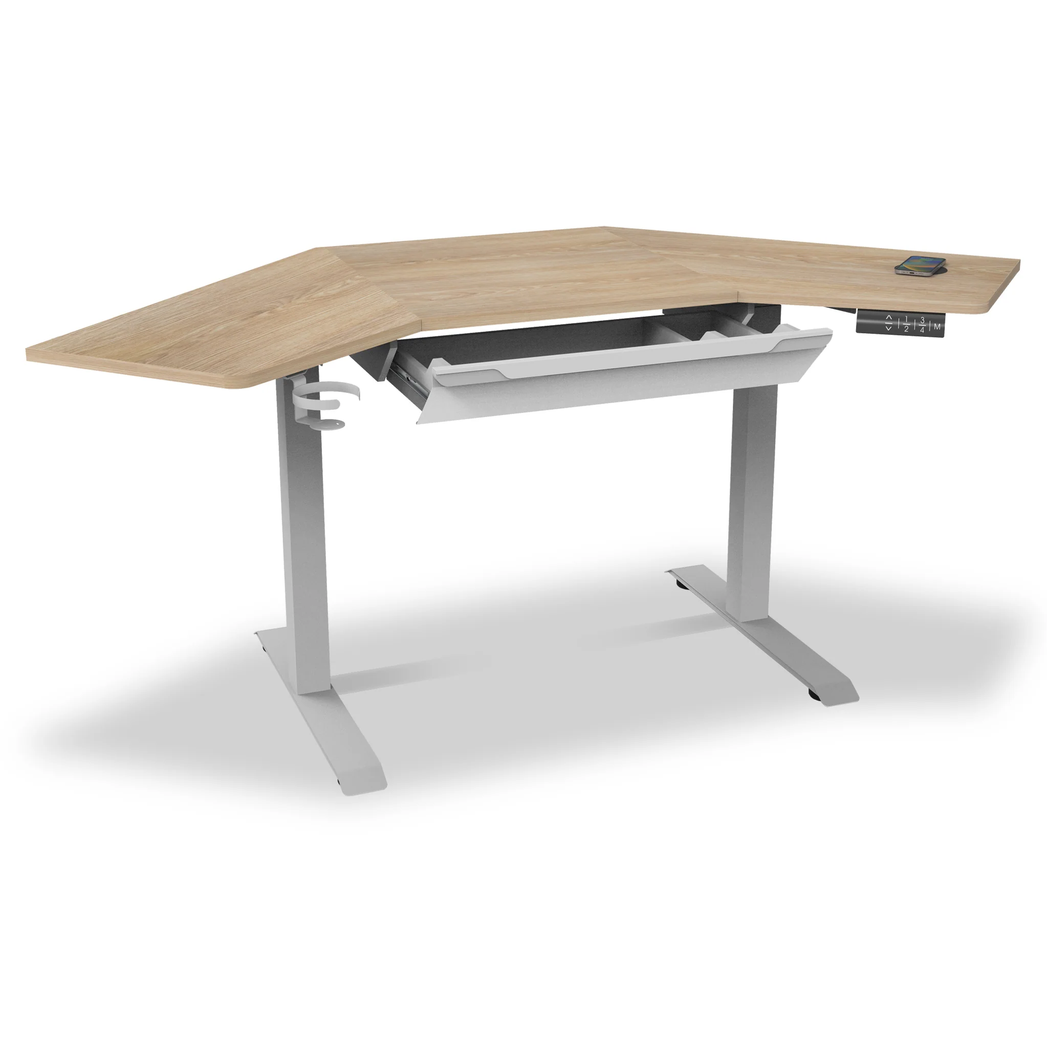 Koble Gino Smart Electric Height Adjustable Corner Desk with Storage Drawer - Image 5