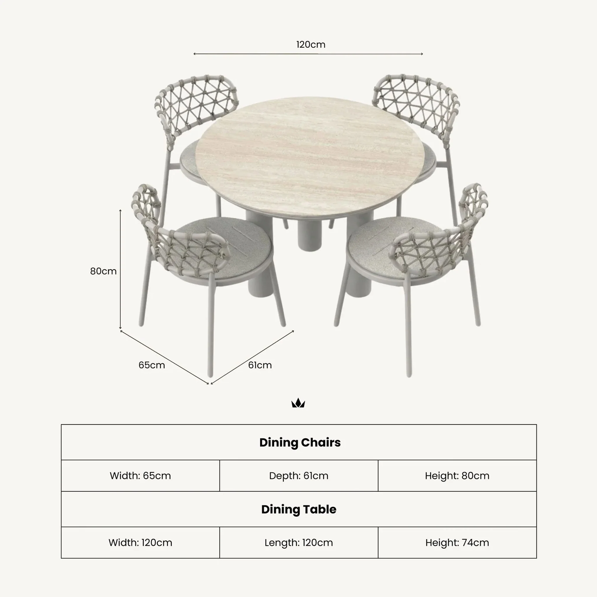 Koko 4 Seater Dining Table & Chairs - Image 10