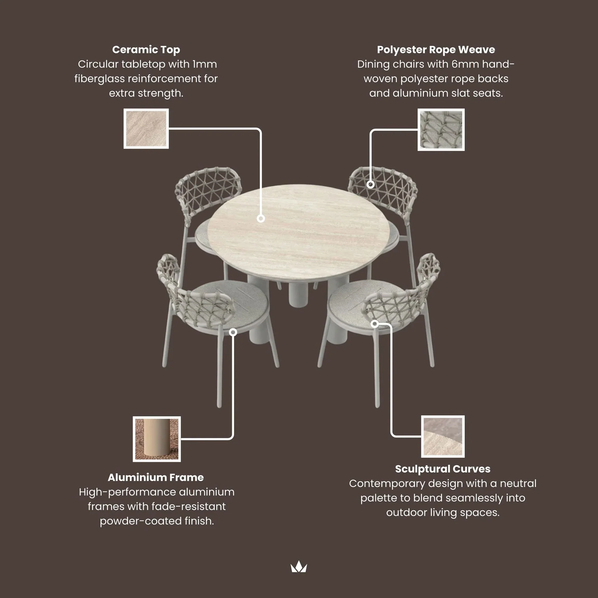 Koko 4 Seater Dining Table & Chairs - Image 9