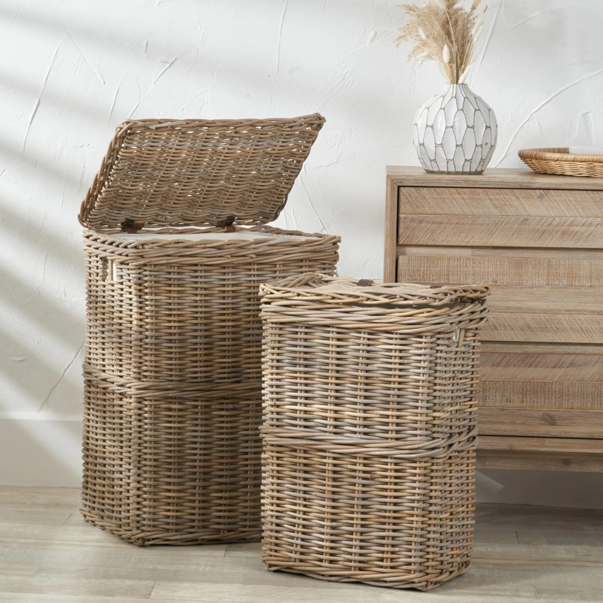 Kubu Rectangular Linen Baskets Set of 2 - Image 5