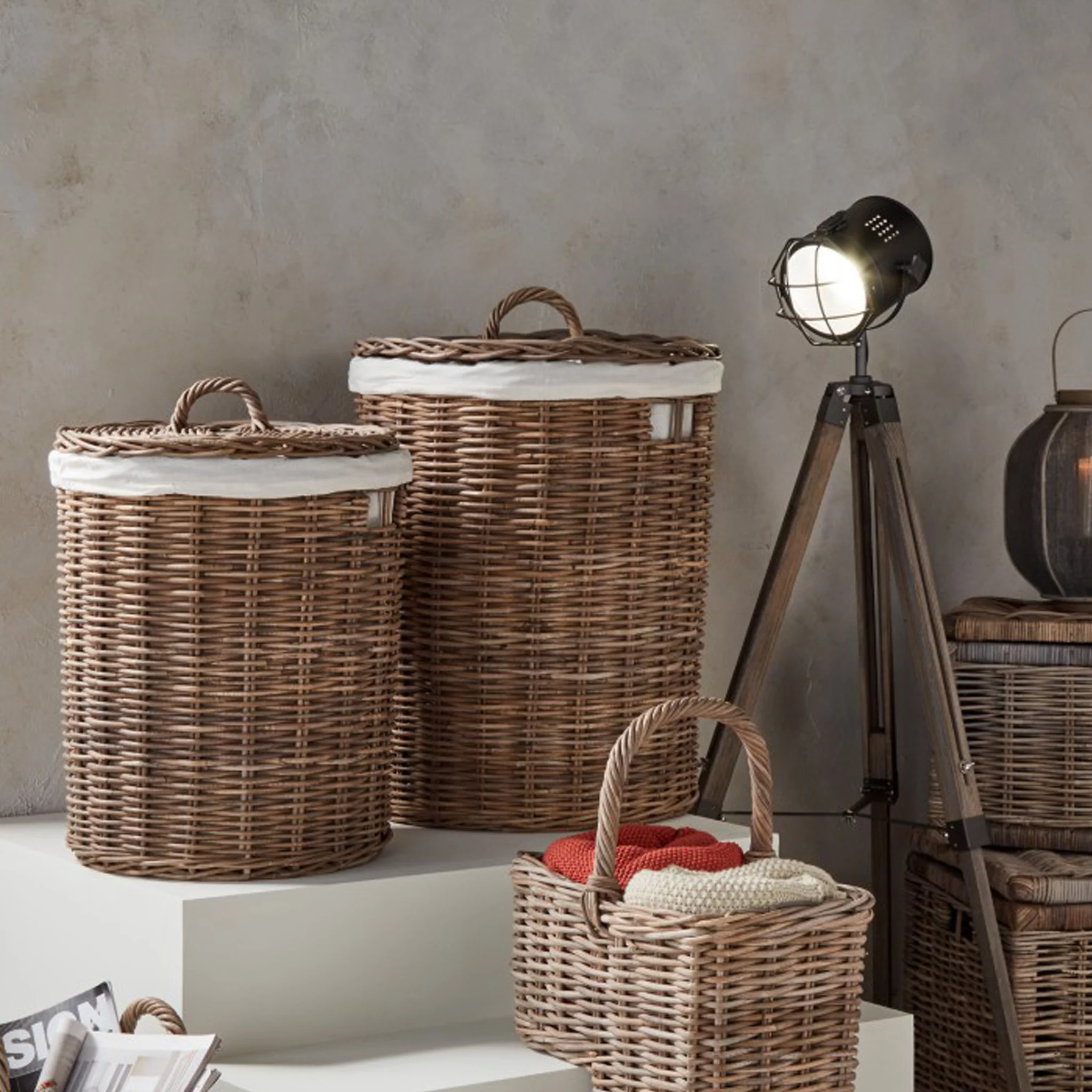 Kubu Round Linen Baskets Set of 2 - Image 3