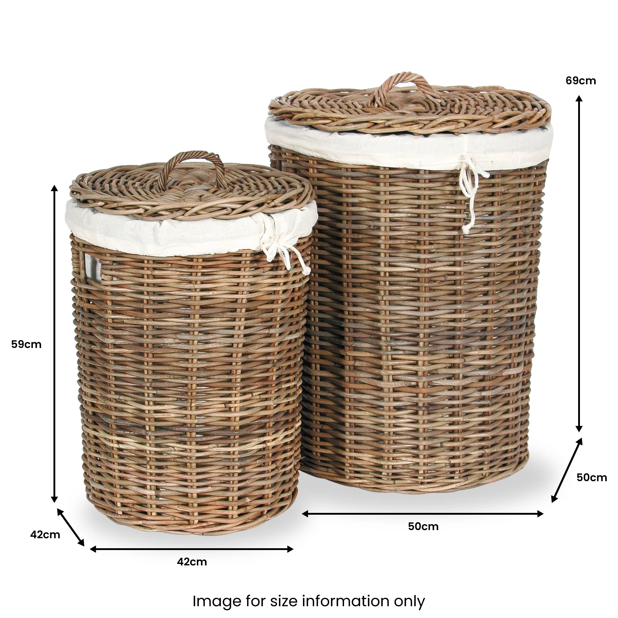 Kubu Round Linen Baskets Set of 2 - Image 5