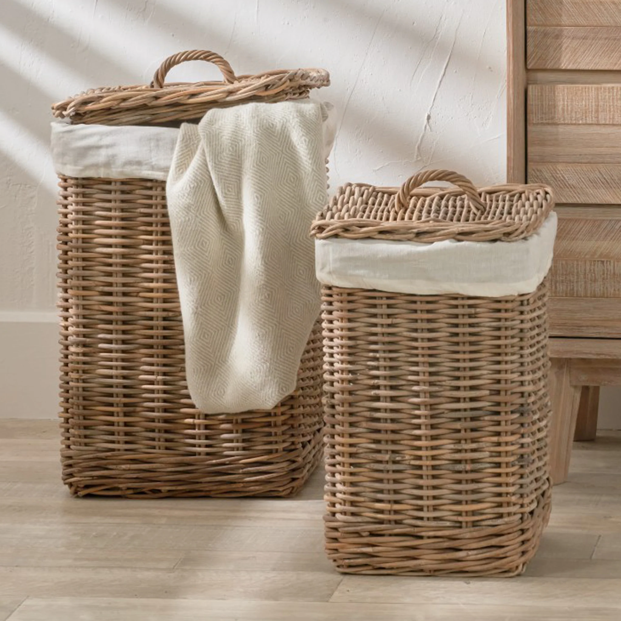 Kubu Square Linen Baskets Set of 2 - Image 2