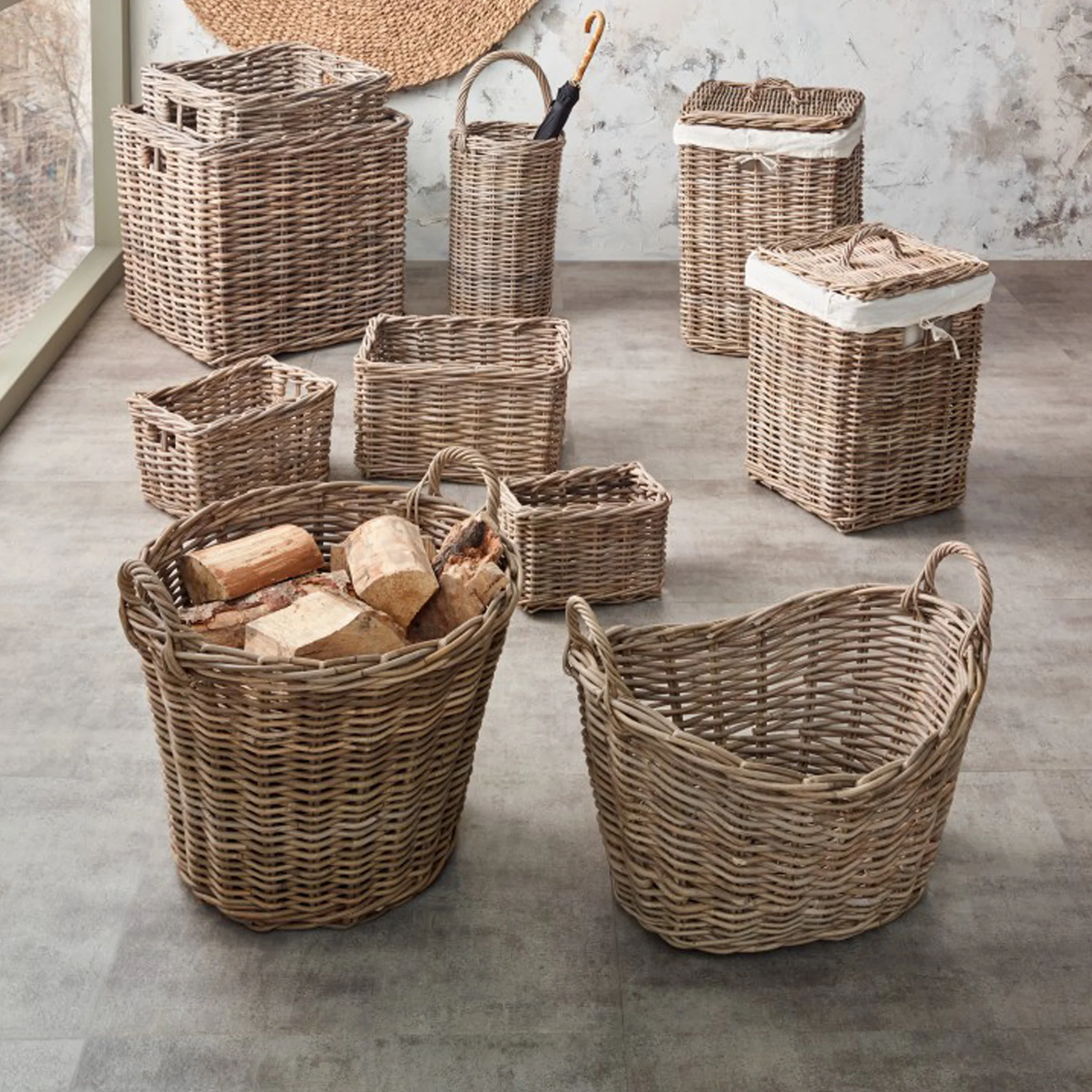 Kubu Square Linen Baskets Set of 2 - Image 3