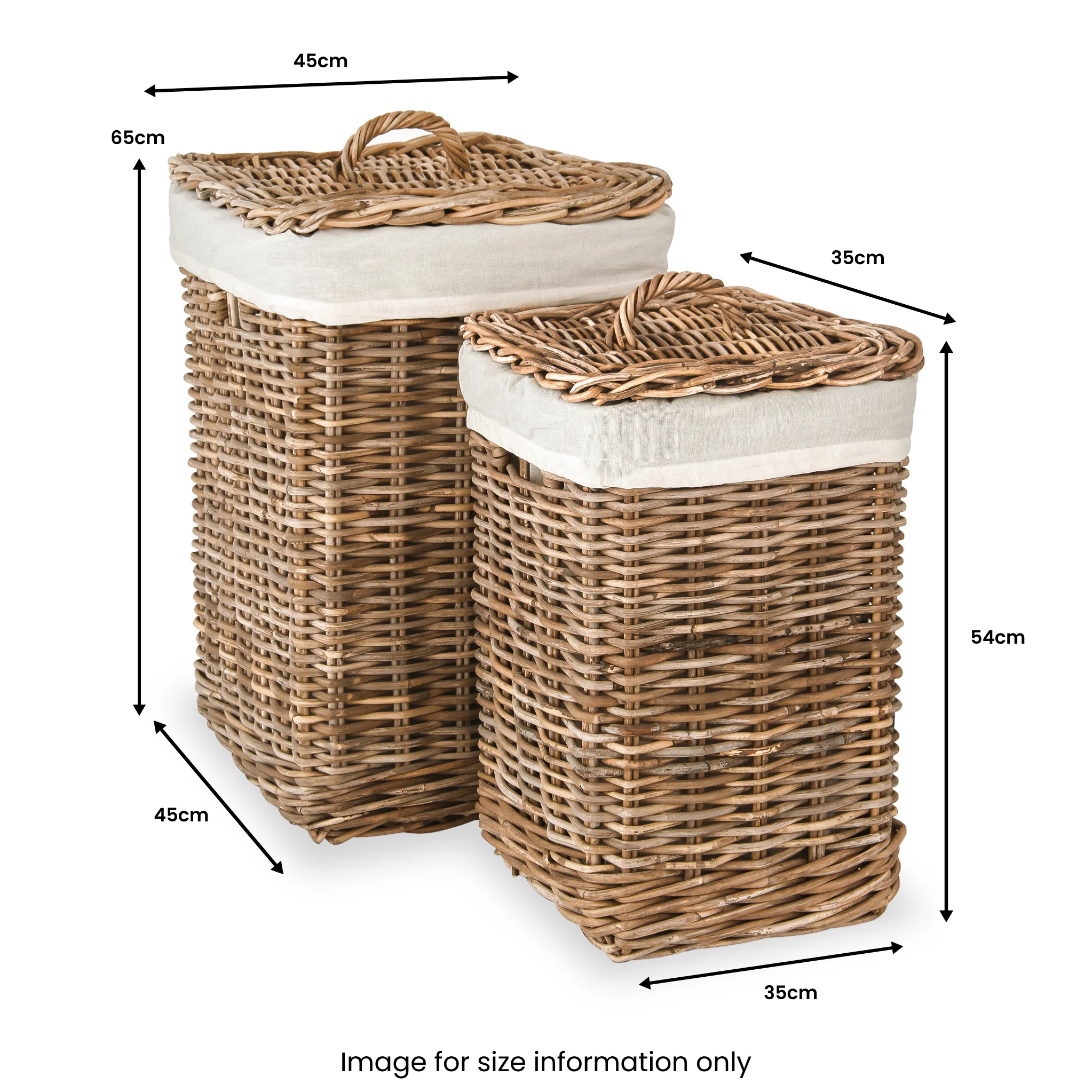 Kubu Square Linen Baskets Set of 2 - Image 4