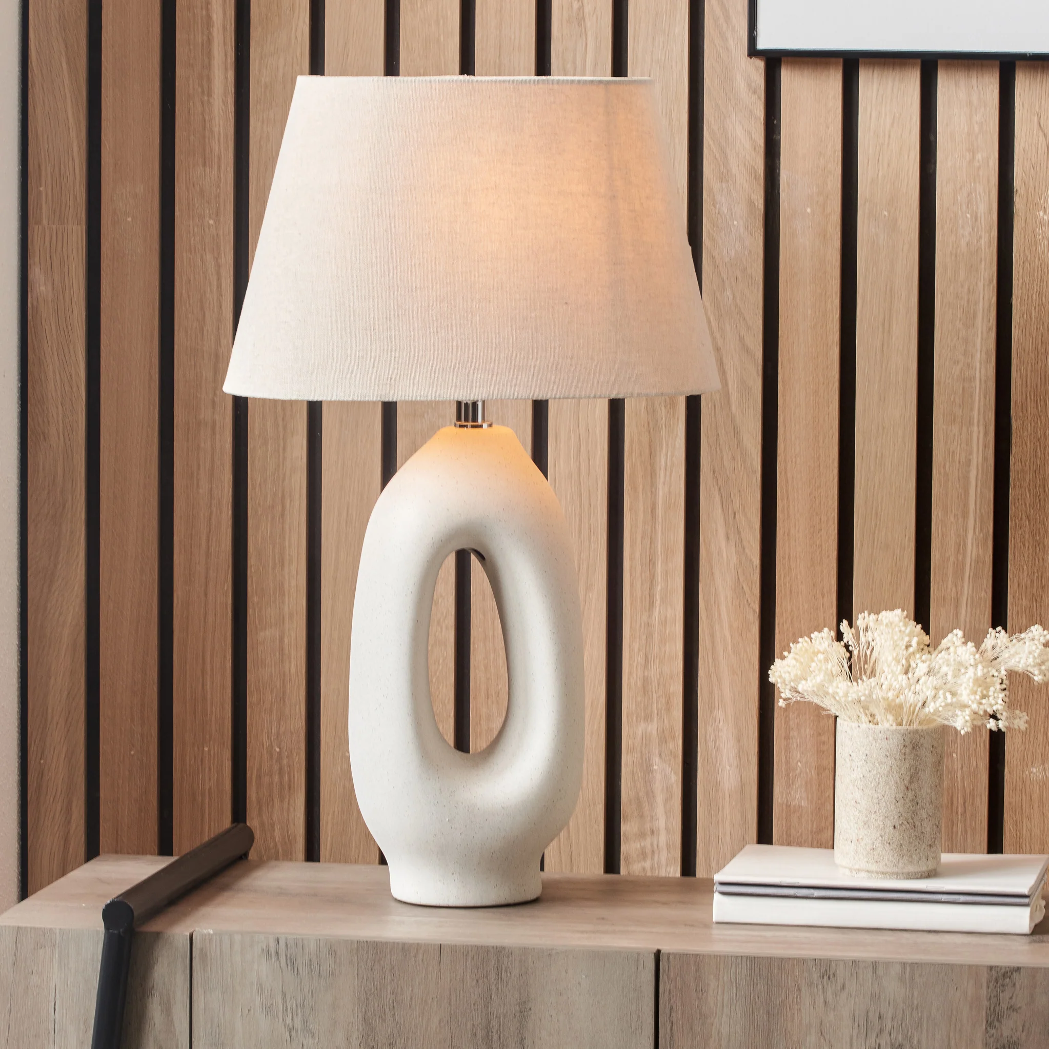 Laila Natural Organic Tall Ceramic Table Lamp - Image 2