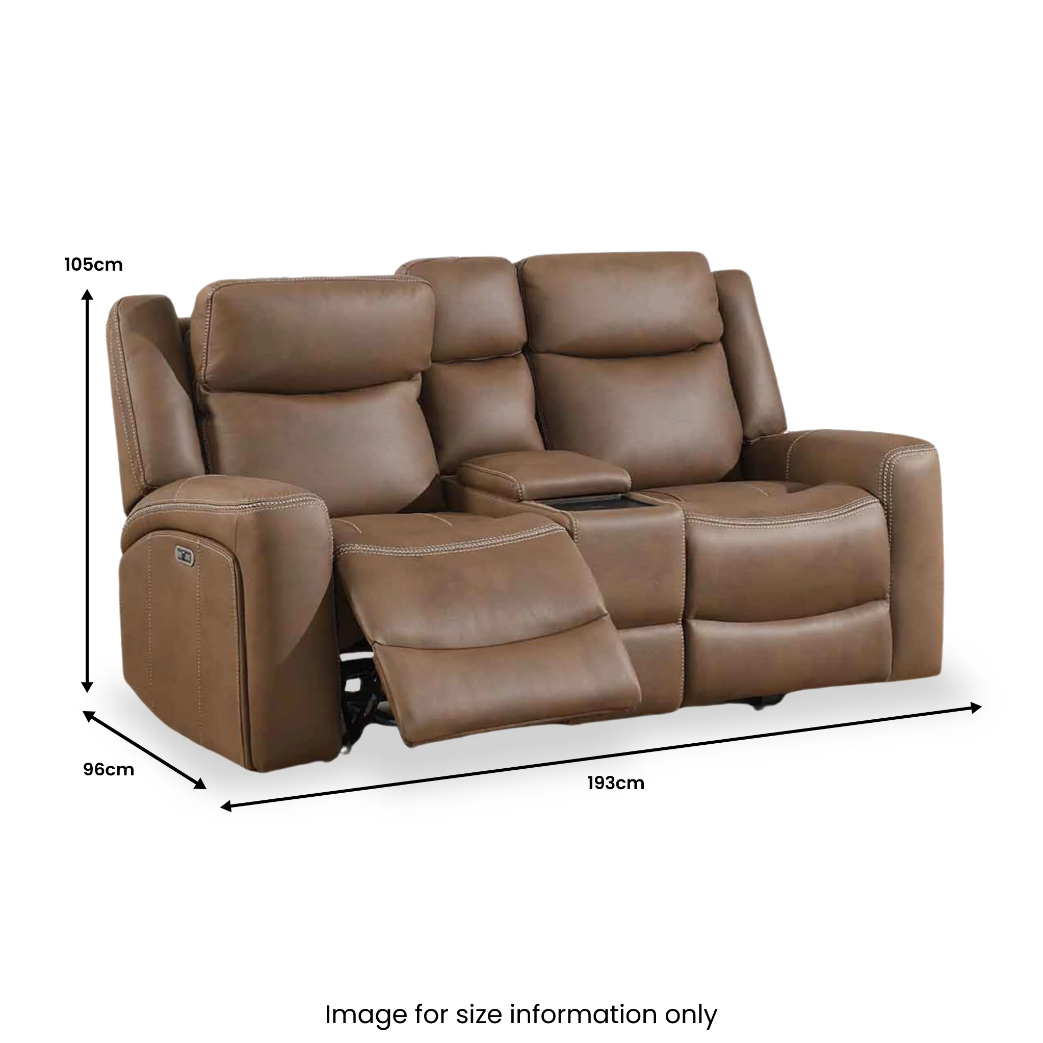 Lambeth Faux Leather 2 Seater Power Recliner Sofa with Console - Image 4