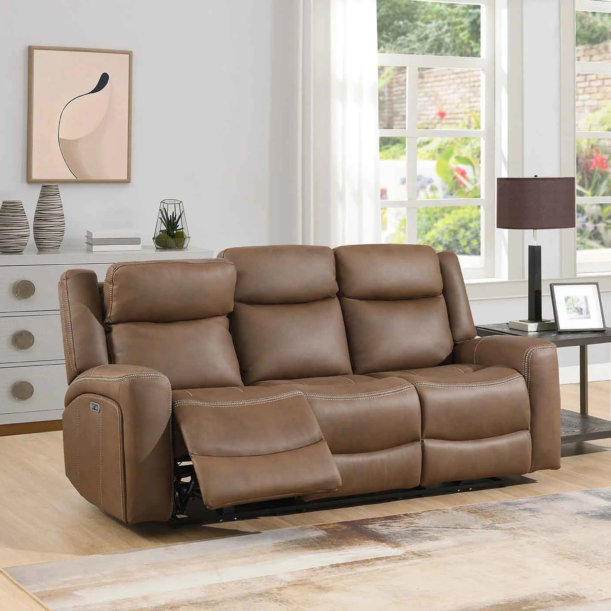 Lambeth Faux Leather 3 Seater Power Recliner Sofa - Image 2