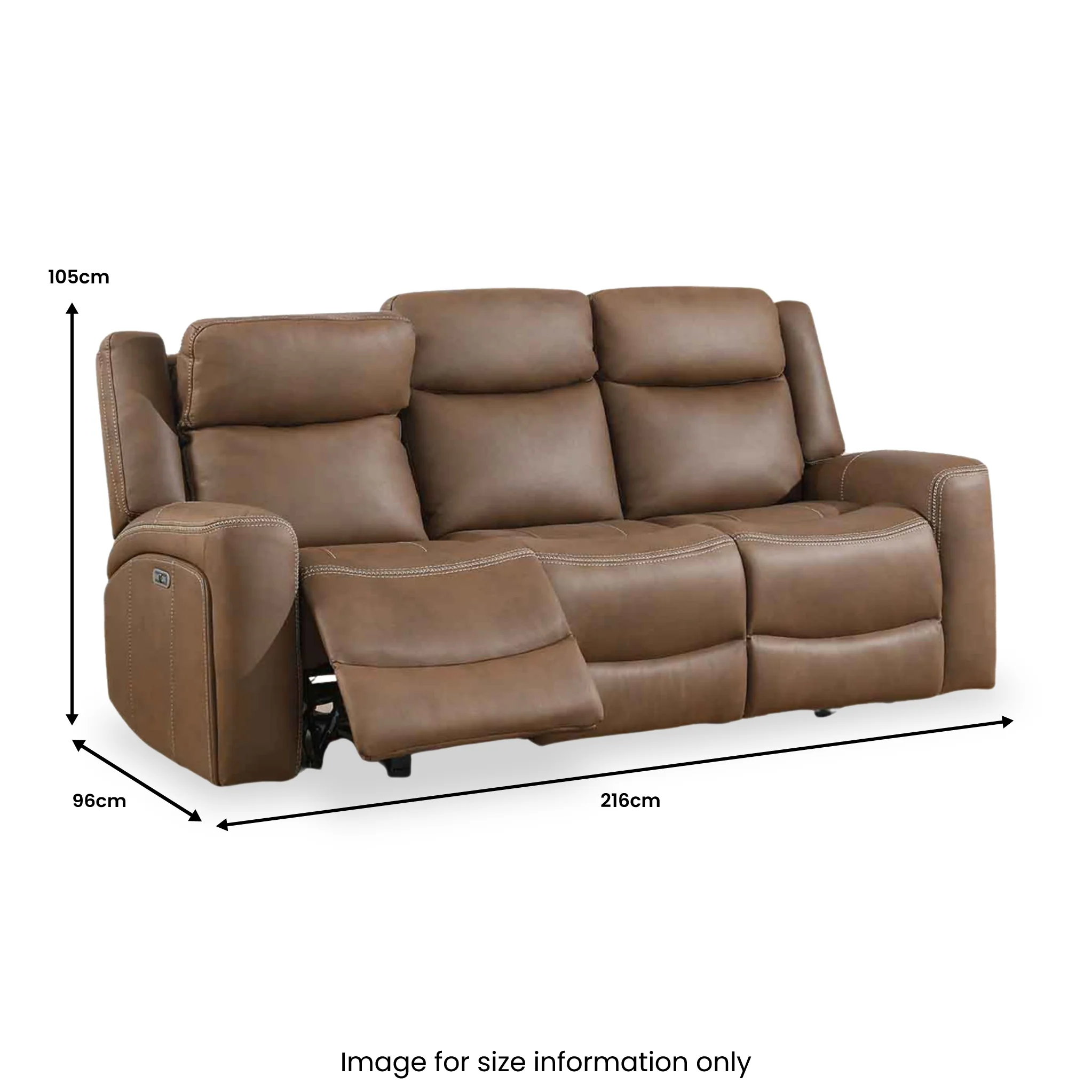Lambeth Faux Leather 3 Seater Power Recliner Sofa - Image 4