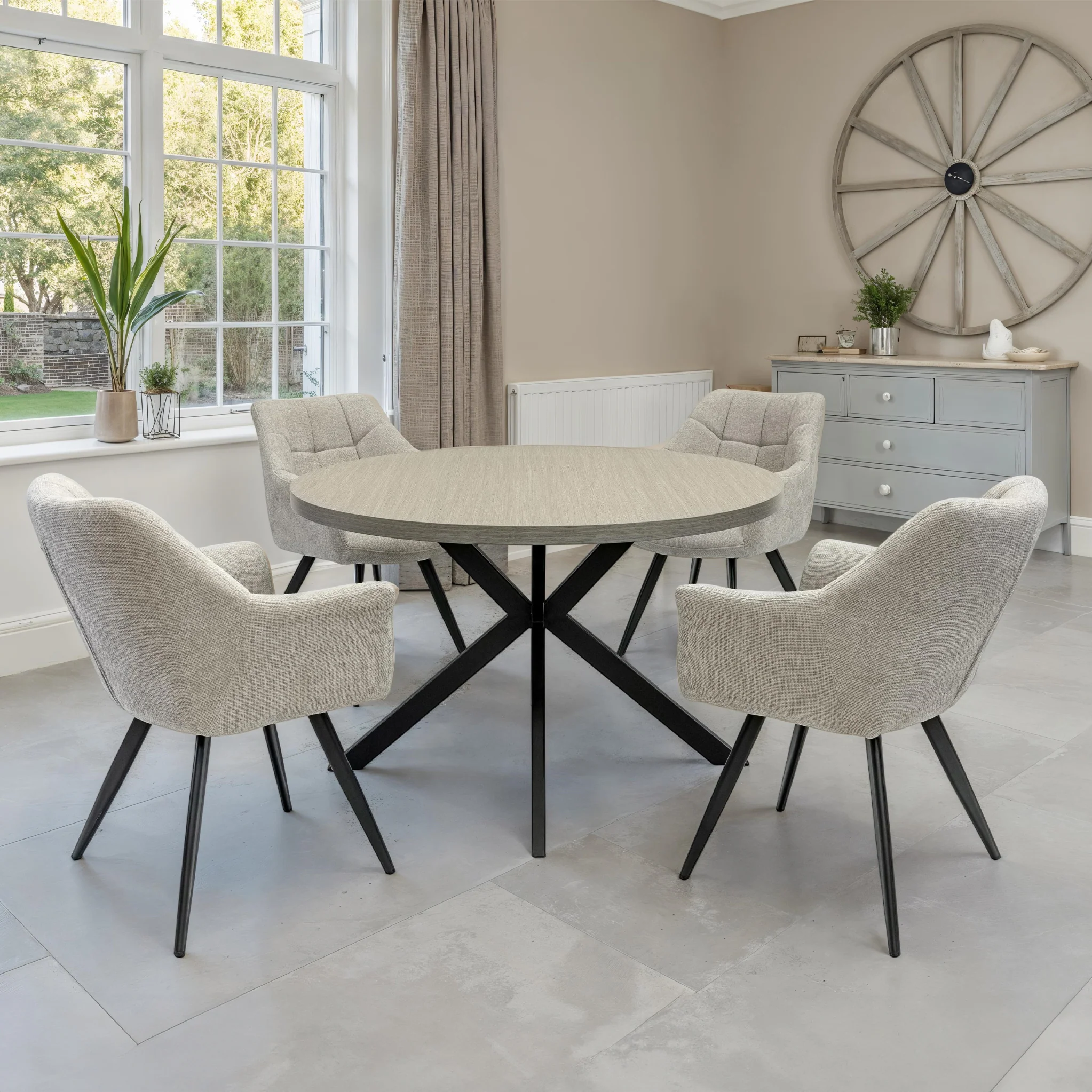 Langley 120cm Oak Effect Round Dining Table - Image 2