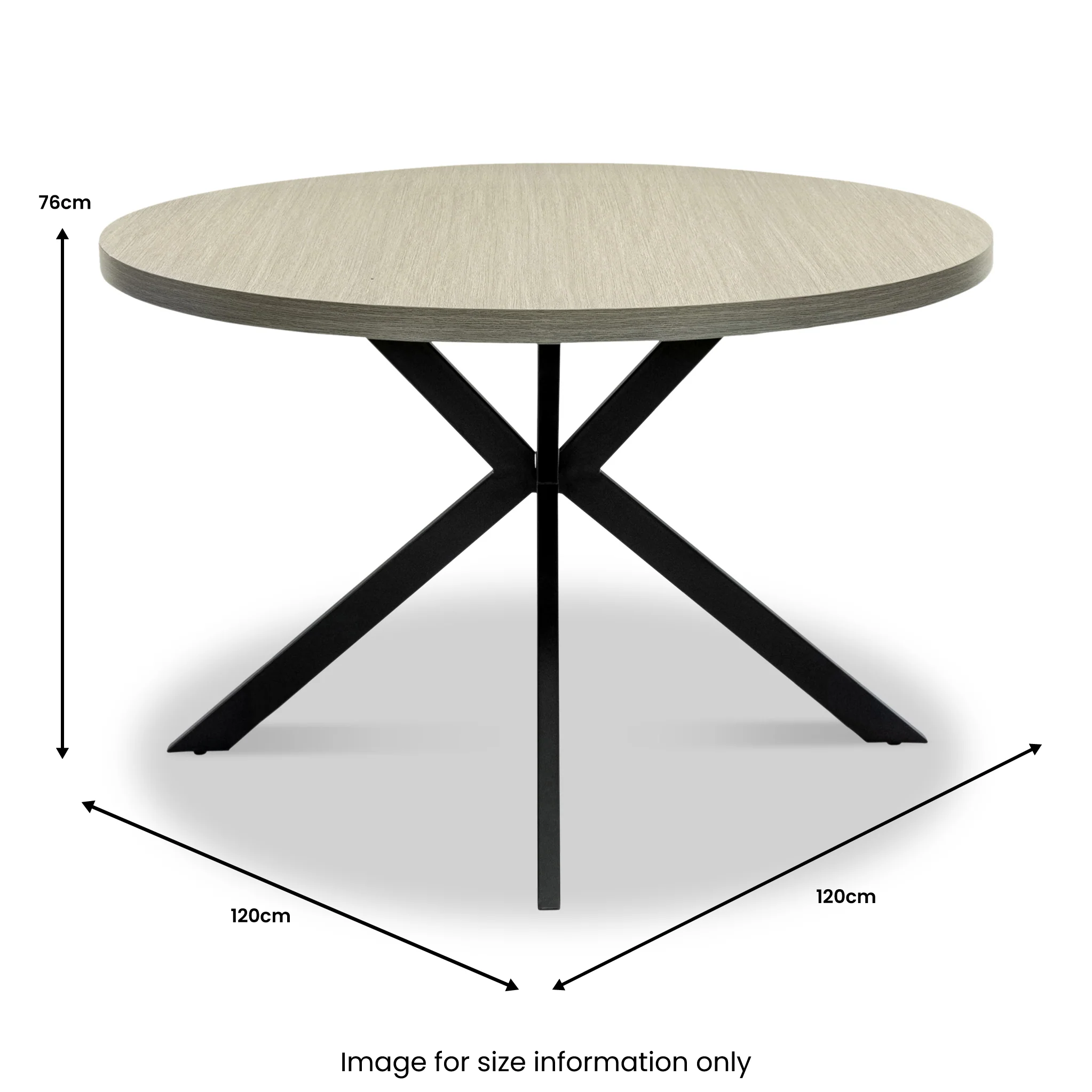Langley 120cm Oak Effect Round Dining Table - Image 6