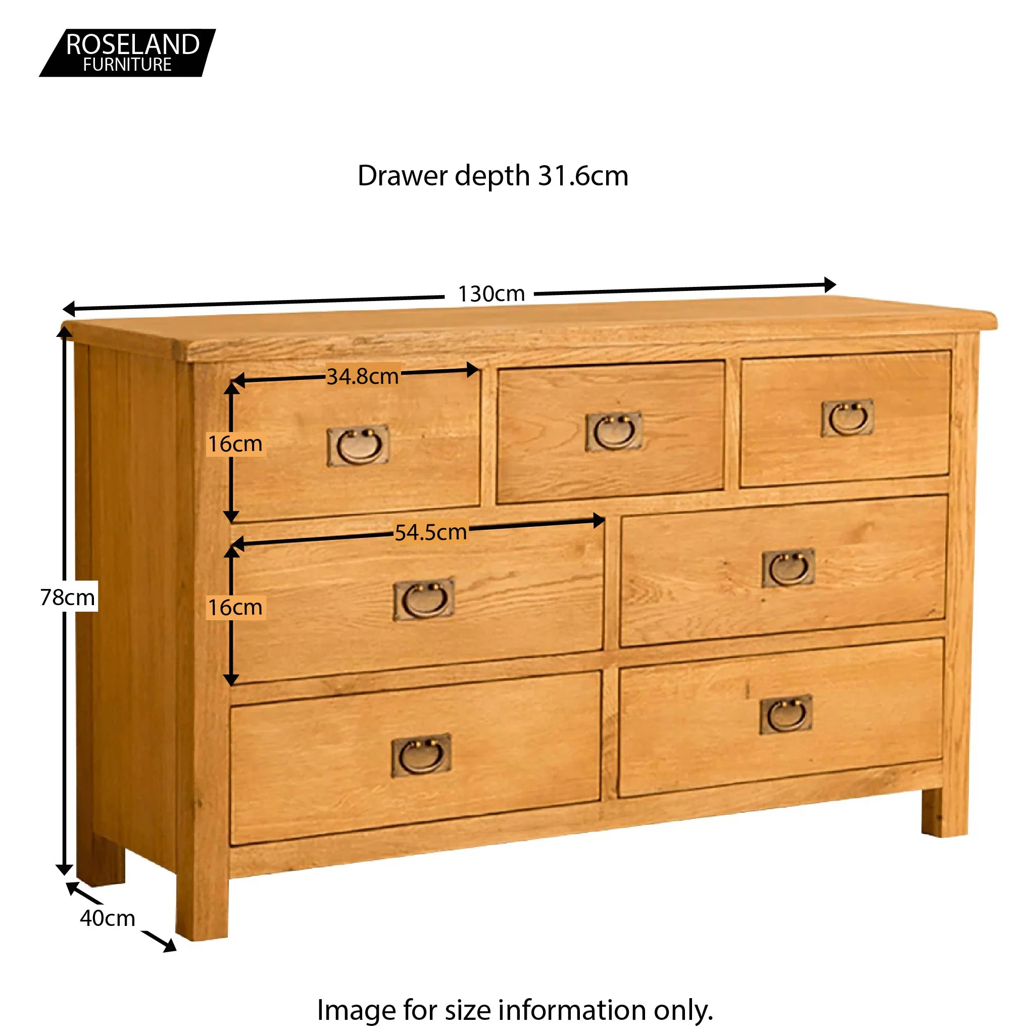 Lanner Oak 3 over 4 Drawer Chest - Image 8