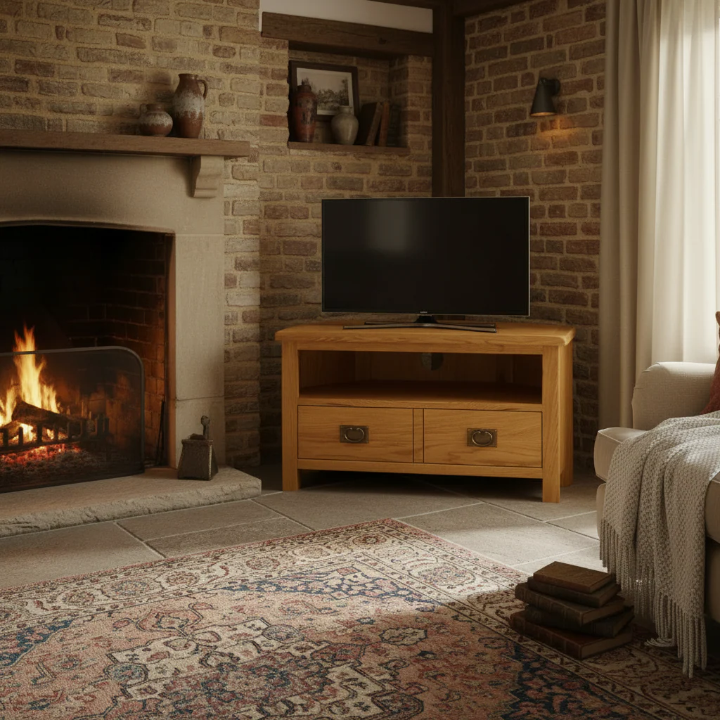 Lanner Oak Corner TV Stand - Image 2