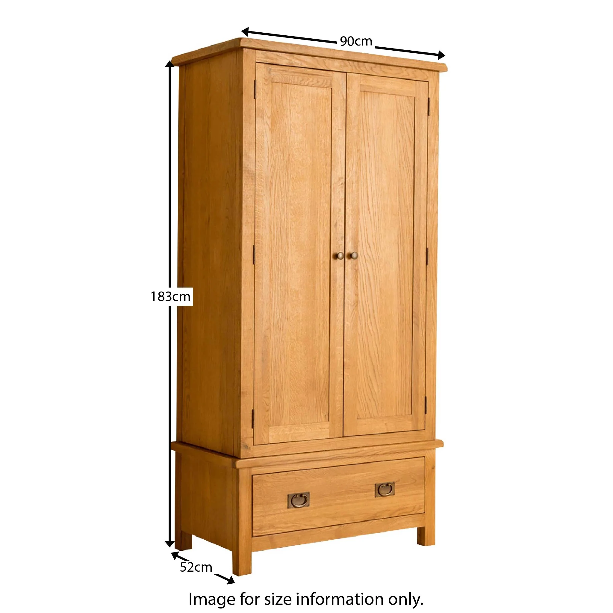 Lanner Oak Double Wardrobe & Drawer - Image 7