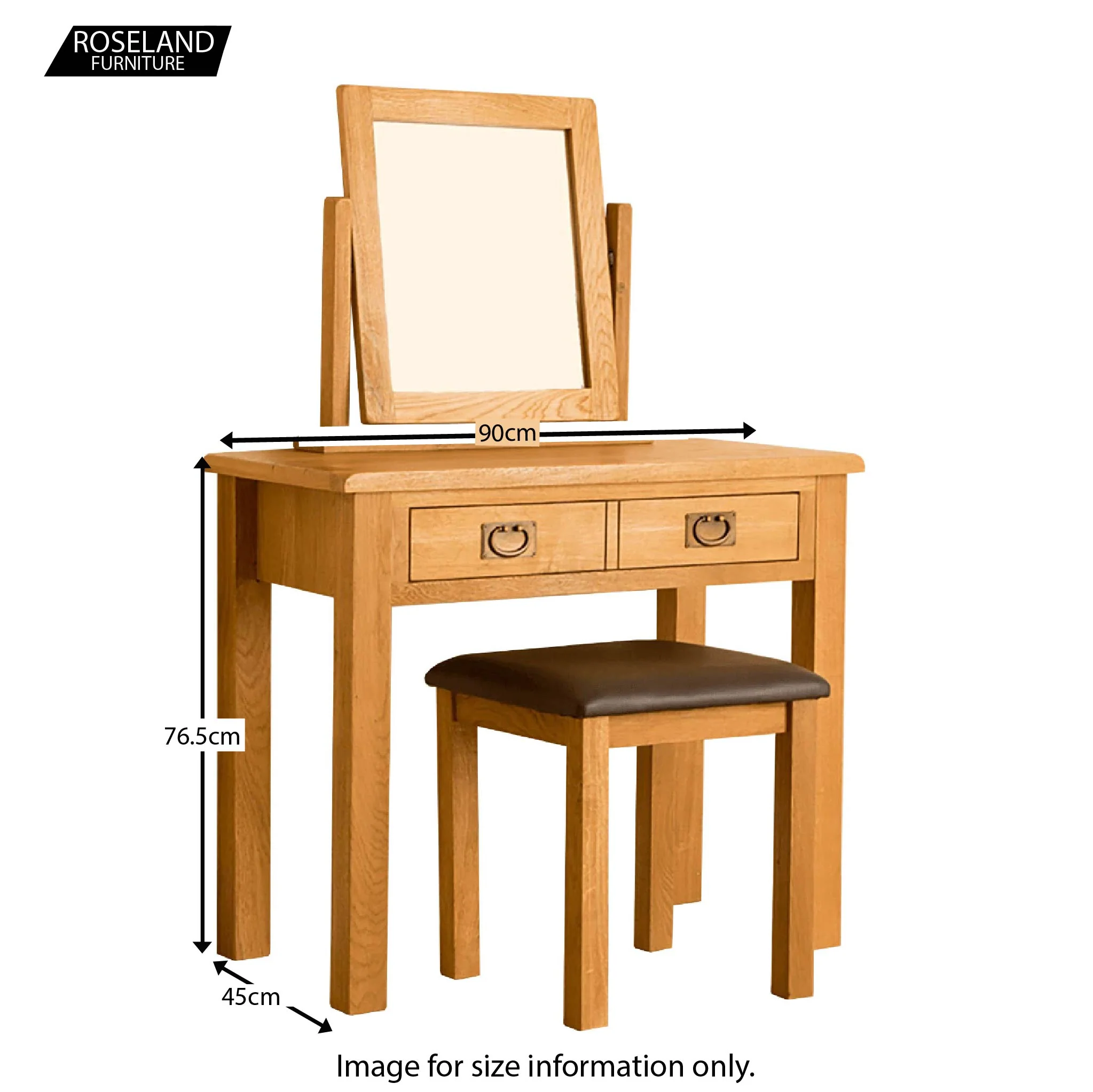 Lanner Oak Dressing Table Set - Image 12