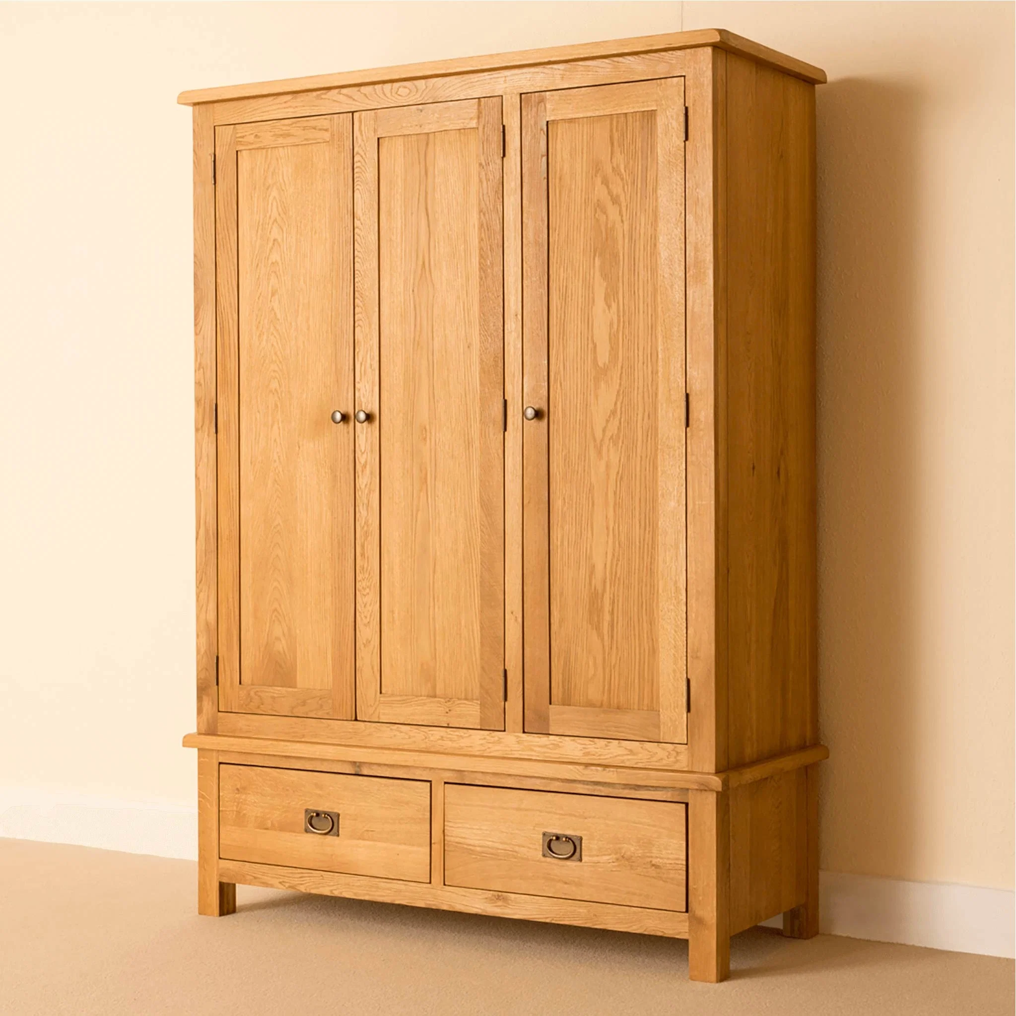 Lanner Oak Triple Wardrobe & Drawers - Image 5